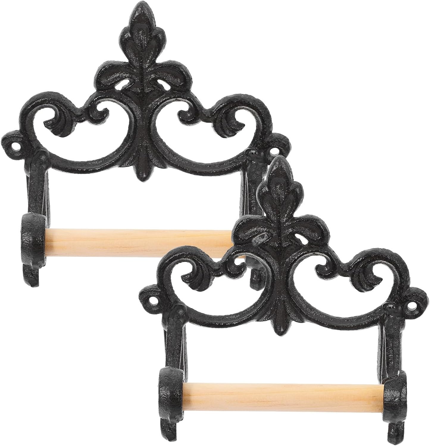 VALICLUD 2pcs Wall Mounted Toilet Paper Holder with Shelf Vintage Iron Rustic Tissue Roll Holder for Bathroom Finish Hand Towel and Paper Towel Rack Easy Install Bathroom Accessory