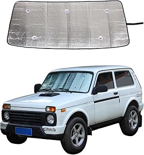 JONKOKO Windshield Cover for Ice and Snow, Car Windshield Snow Cover Protection for Snow, Ice, UV, Frost Wiper & Mirror Protector, Car Windshield Sunshade for Lada NIVA (Windshield Sunshade)