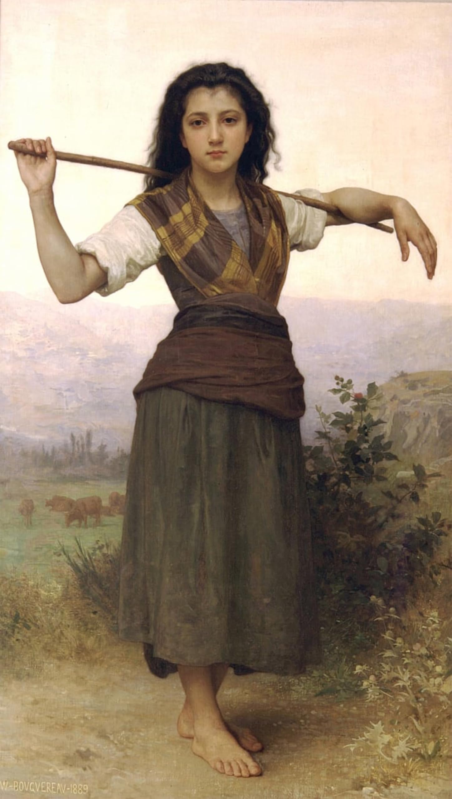 ARTXLXXBN Famous Art Print Poster Vintage Wall Art Tricoteuse by William Adolphe Bouguereau Canvas Art Poster for Home Decor 60x90cm