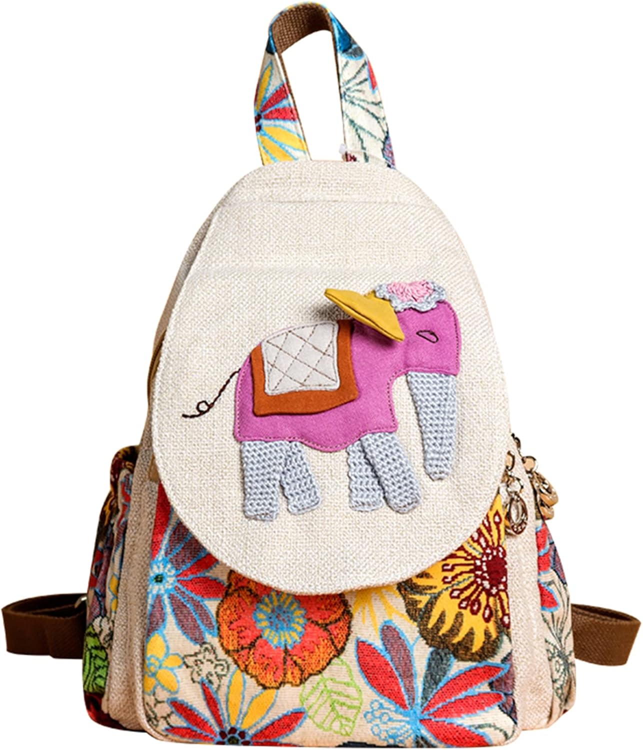 HUANGGUOSHU Zainetto da donna in cotone intrecciato, stile hippie