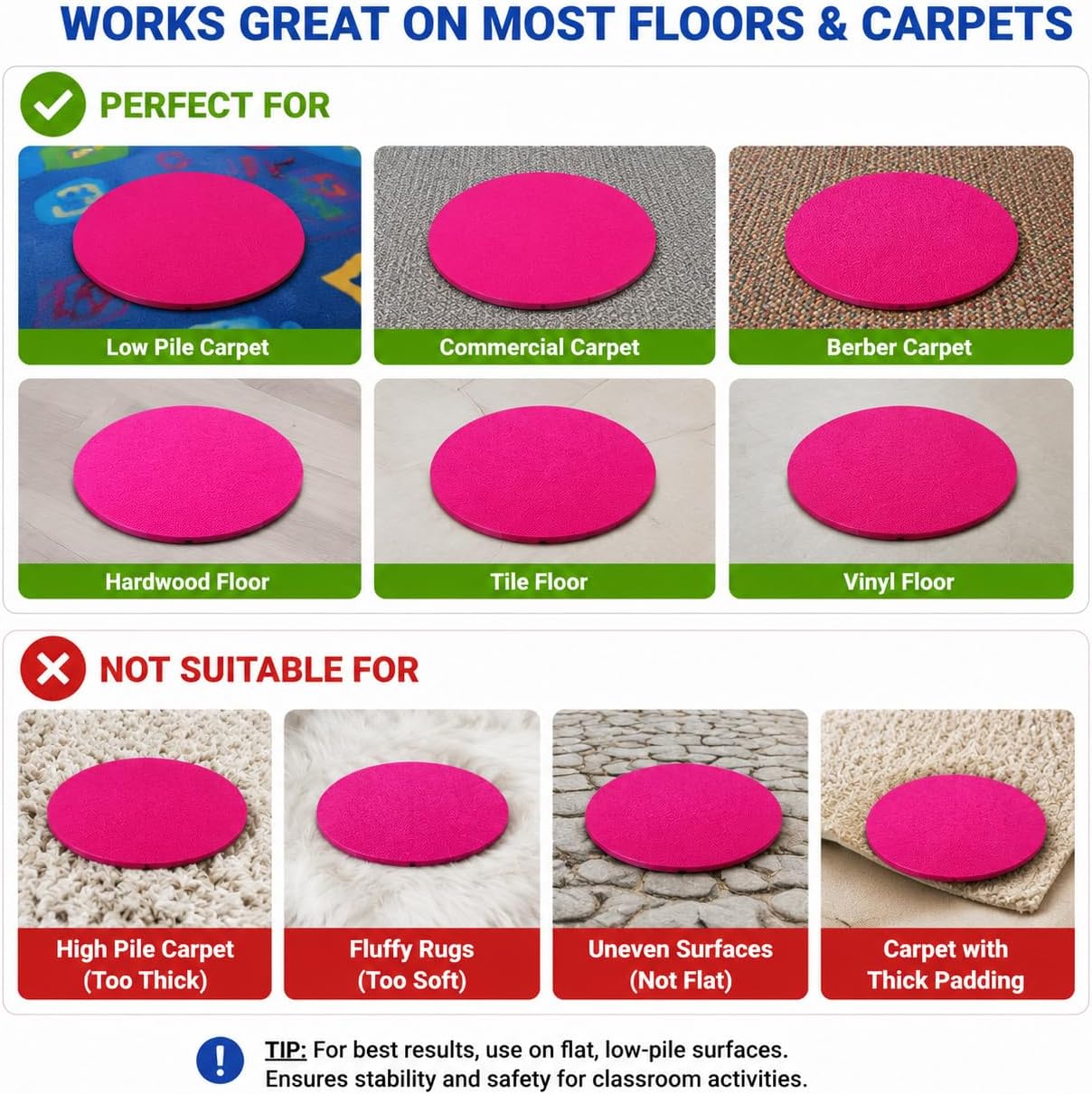 30 Pcs Carpet Dots for Classroom,5 Inch Sit Spots Floor Markers
