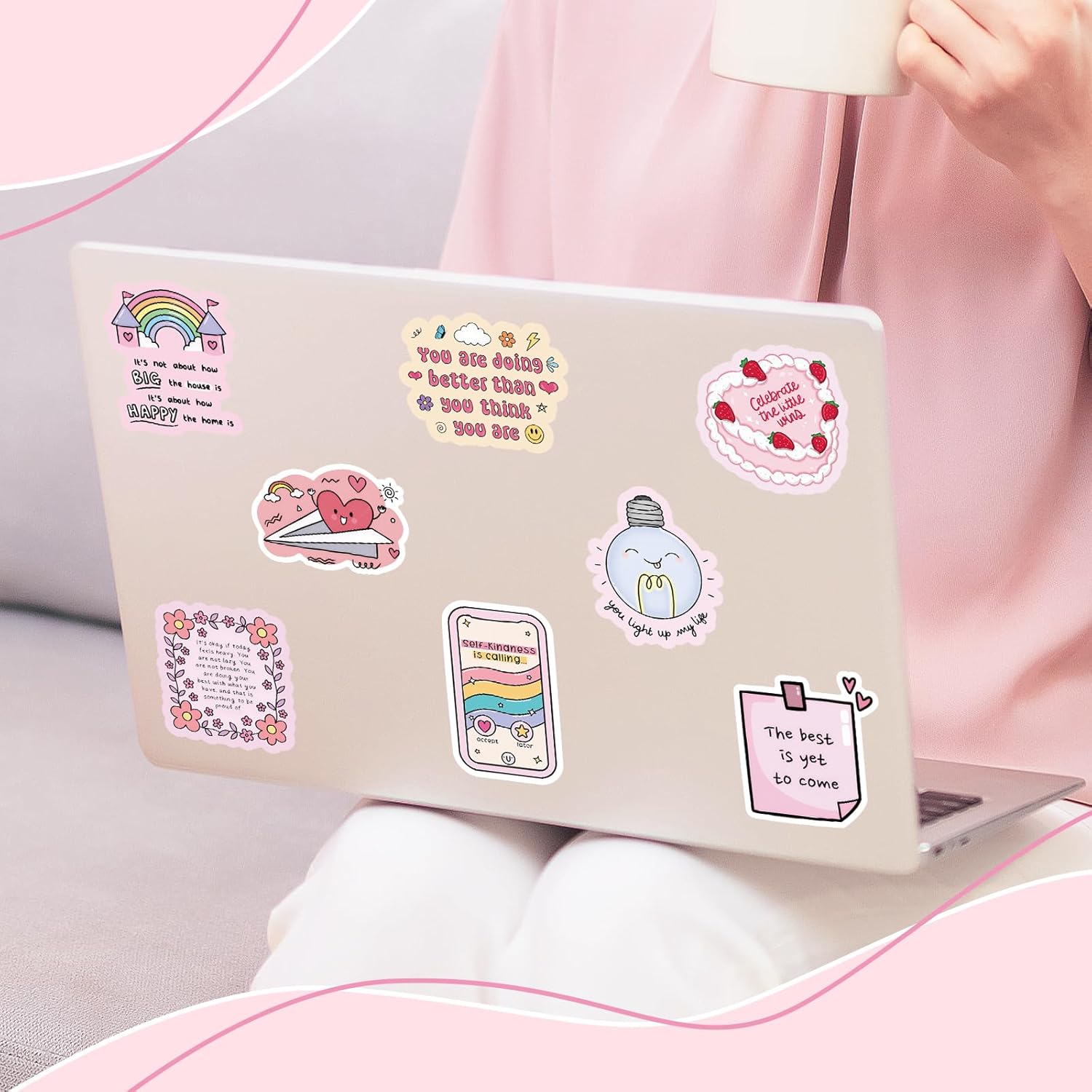 150 Pcs Holographic Motivational Stickers for Adults Women Teens - Positive Affirmation Inspirational Quote for Journal, Planner, Laptop - Waterproof Vinyl Decals for Water Bottle, Phone, Vision Board - Image 9