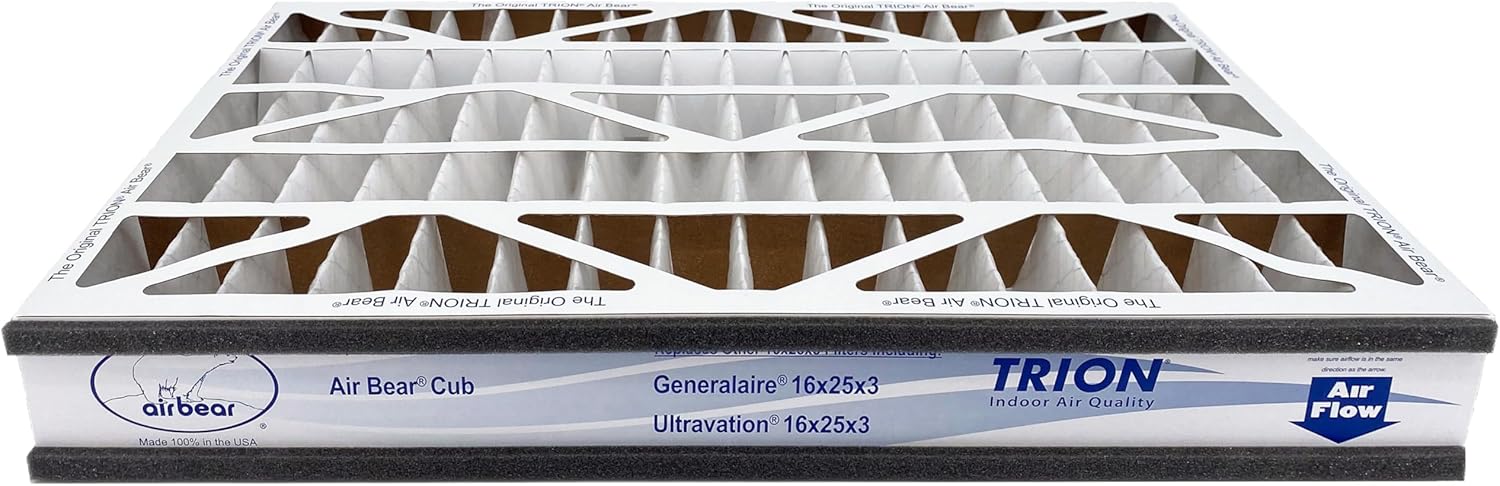 16x25x3 Air Filter MERV 11 (3-Pack) TRION Air Bear Pleated HVAC Air Filter Replacement (Actual Size: 15.75 x 24.25 x 3.0625 Inches)