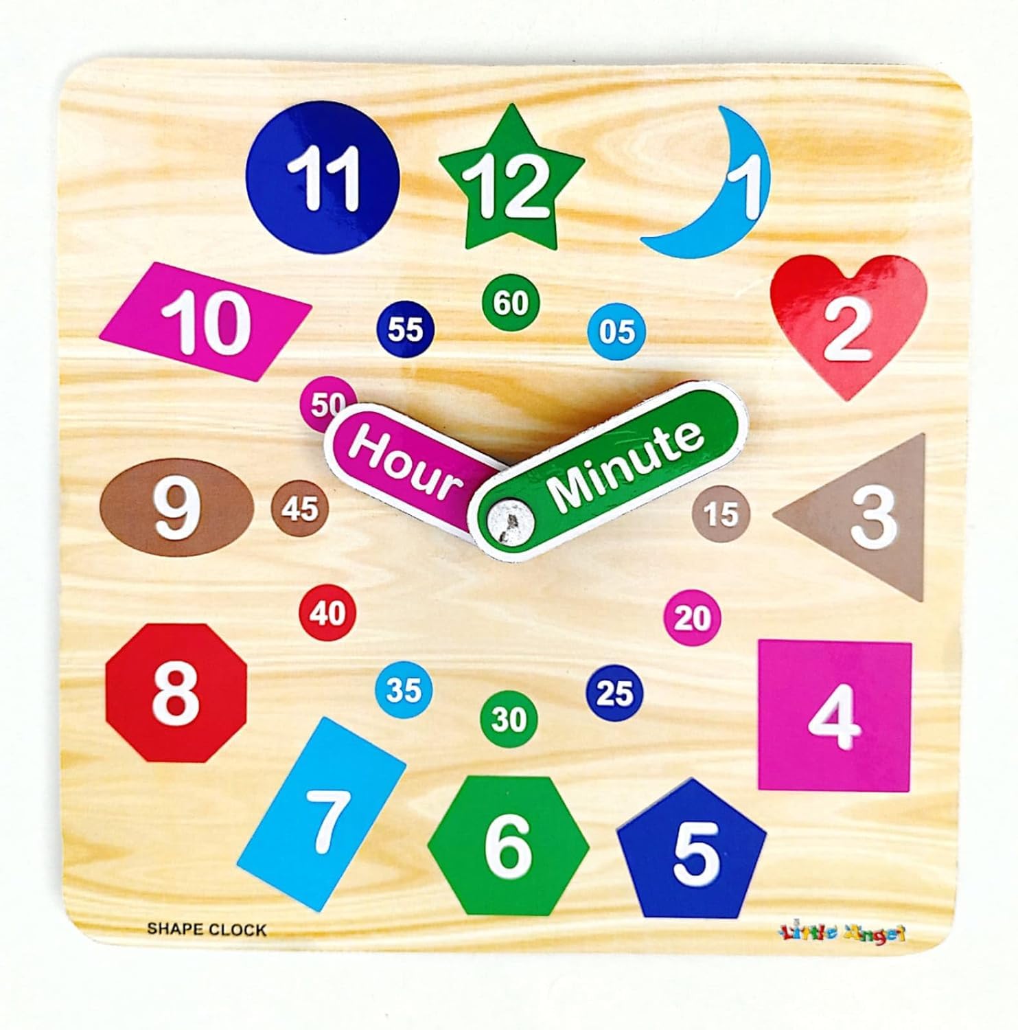 Wooden Learning Clock, Educational Digital Analog Numbers, Shape & Color Learning Montessori Toy for Kids- Multi Color Unisex Kids (B0D578BQTH) Amazon Price History, Amazon Price Tracker
