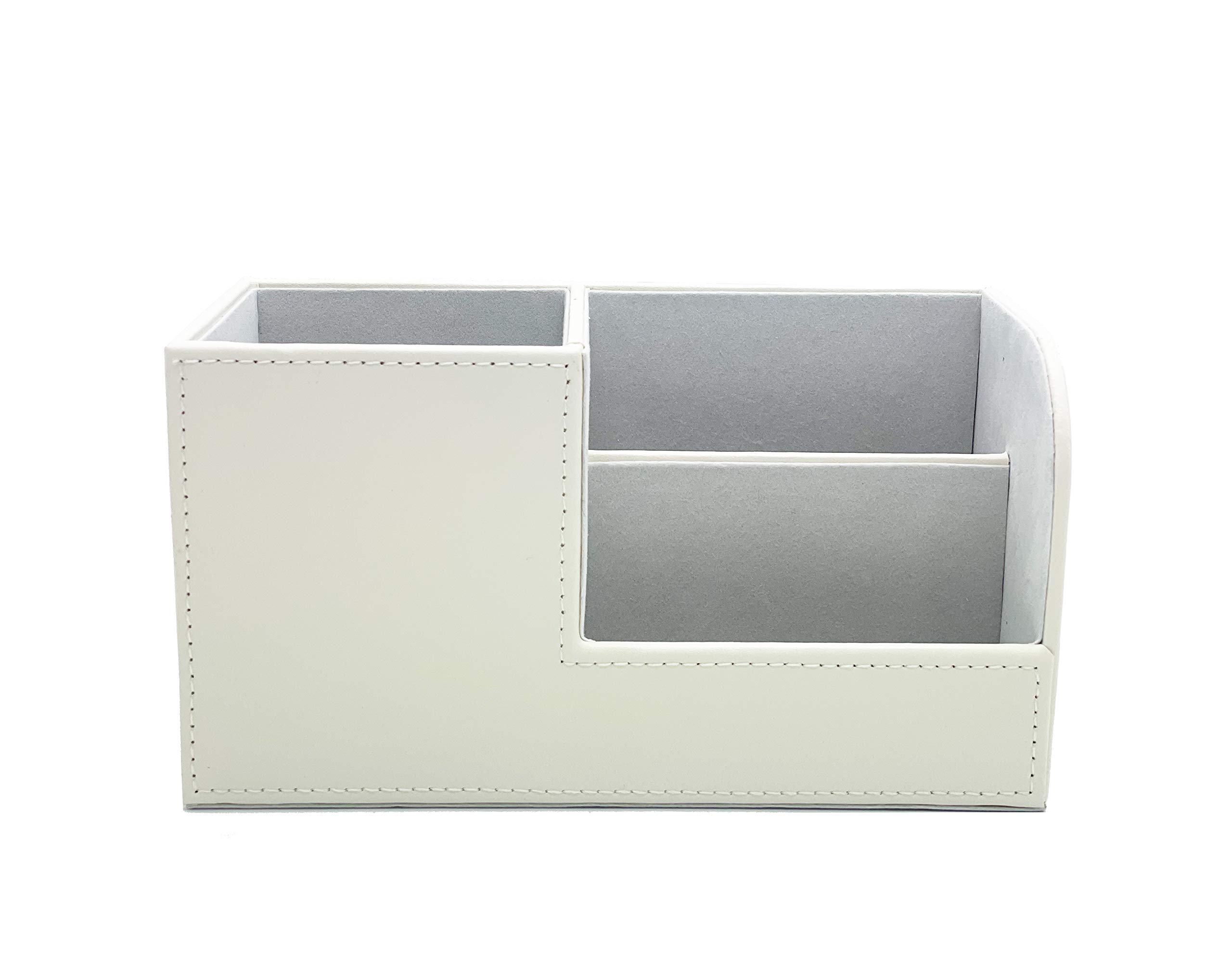 Leather Multi-Function Desk Stationery Organizer Storage Box Pen/Pencil, Cell Phone, Business Name Cards, desk organizers (White) — image 1