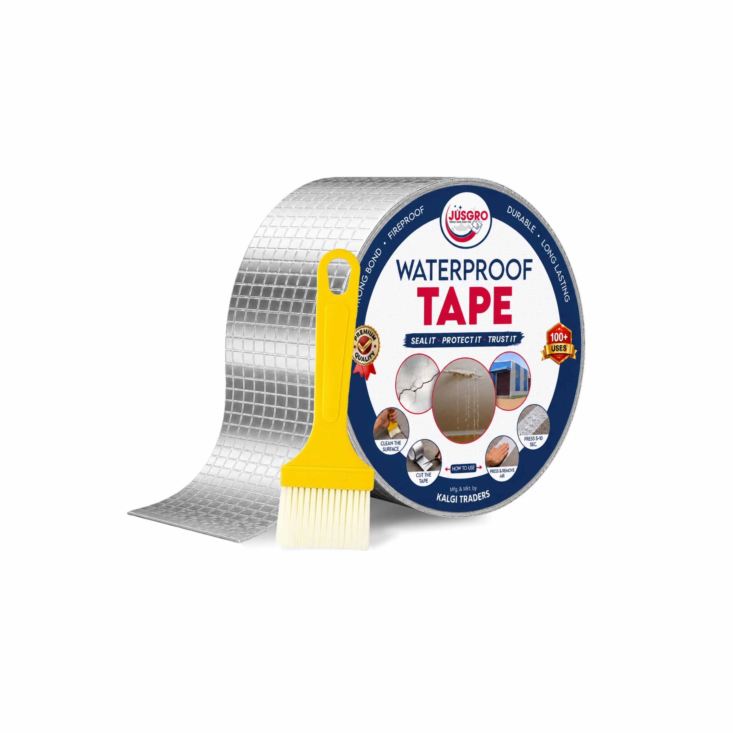Butyl Rubber Aluminium Foil Waterproof Tape – Super Strong Adhesive for Roof Water Leakage, Surface Crack, Tank & Pipe Leak, Window Sill Gap Sealing | Water Proof Tape (5CM × 5M)-image-24