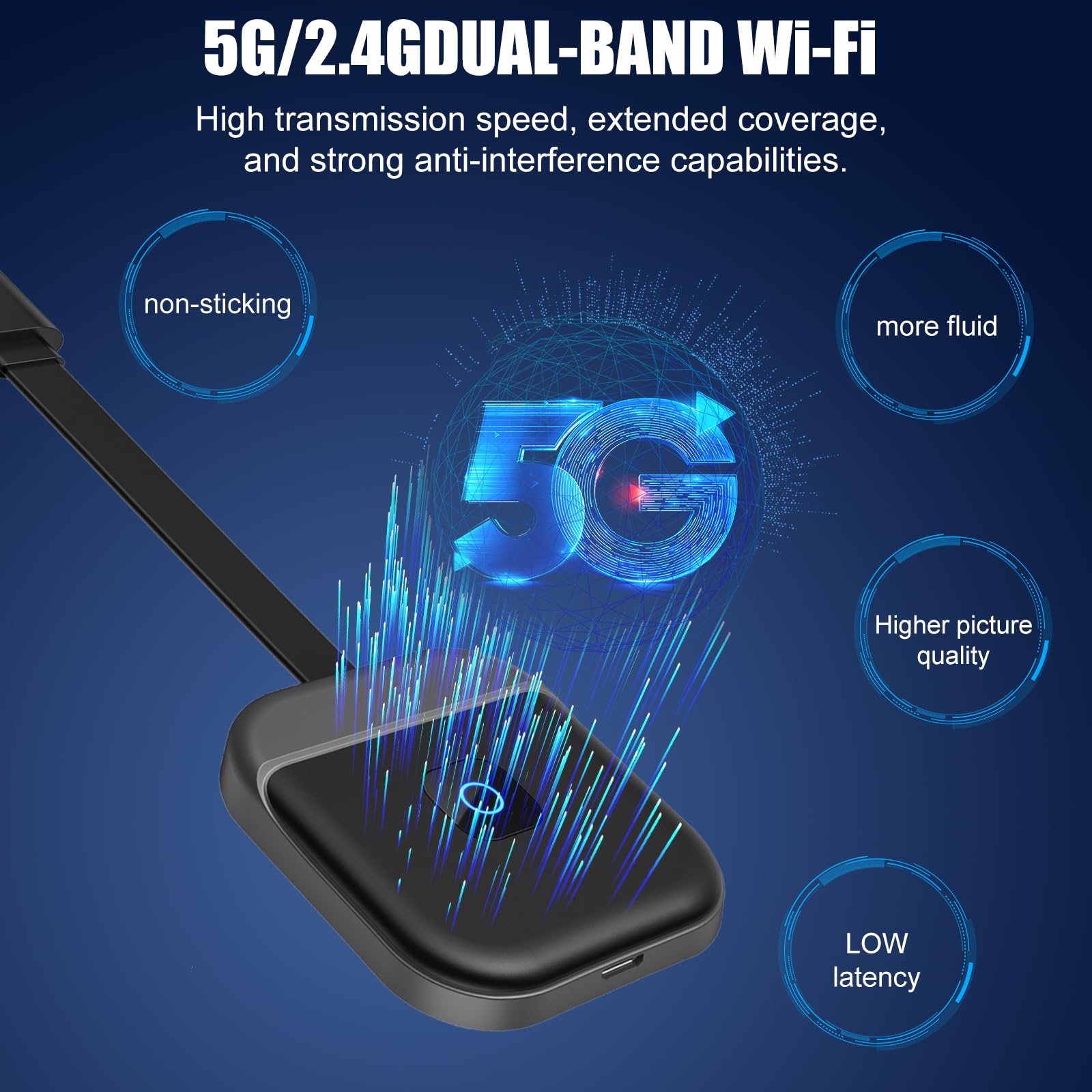OBEST Wireless Miracast HDMI Dongle 5G/2.4GHz,Adattatore di Trasmissione HDMI Wireless,Plug & Play,Compatibile con Telefono/Tablet/PC a HDTV/Proiettore,Airplay/Miracast/DLNA | Schermo Mirroring Display Trasmettitore Ricevitore Video Streaming da Apple And