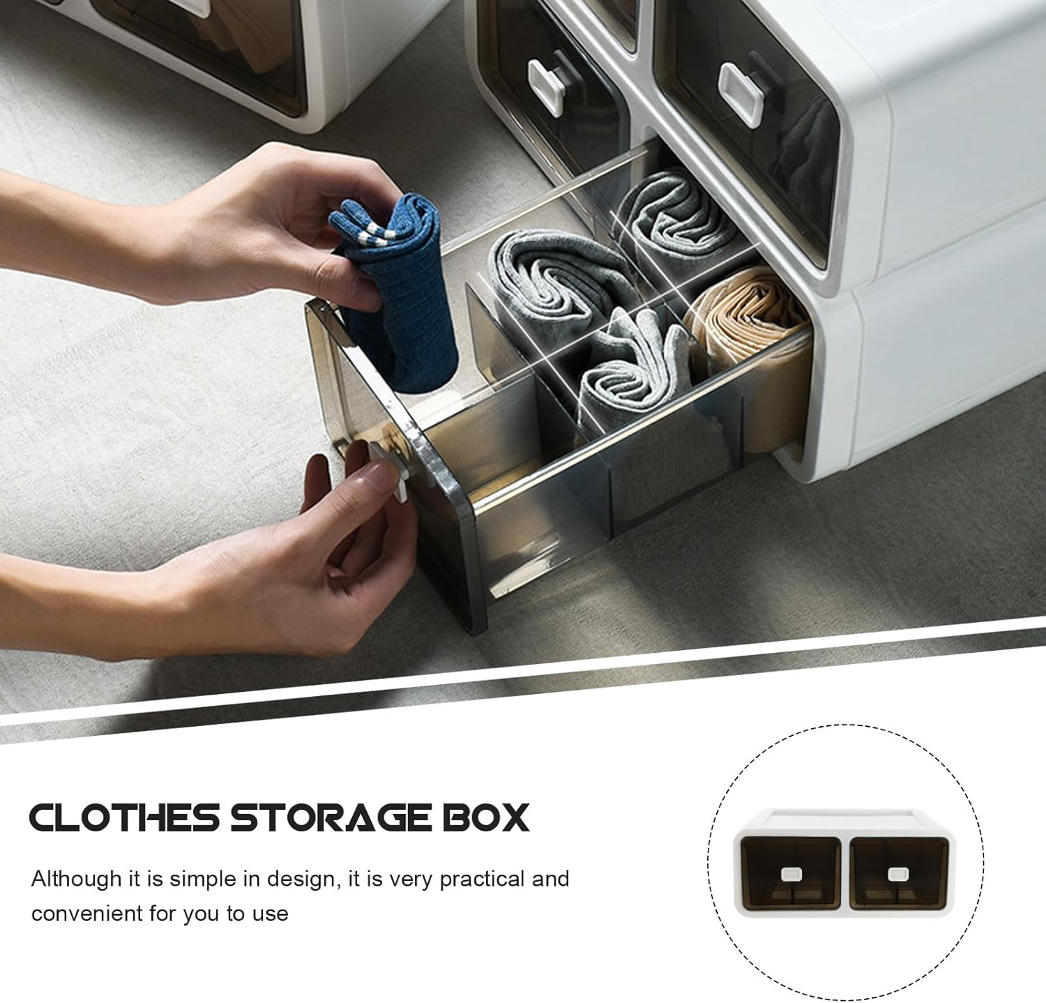 Abaodam Underwear and Socks Storage Box Drawer Organizer, 12-grid Stackable Wardrobe Closet Organizer, Brown Household Storage Container for Clothing