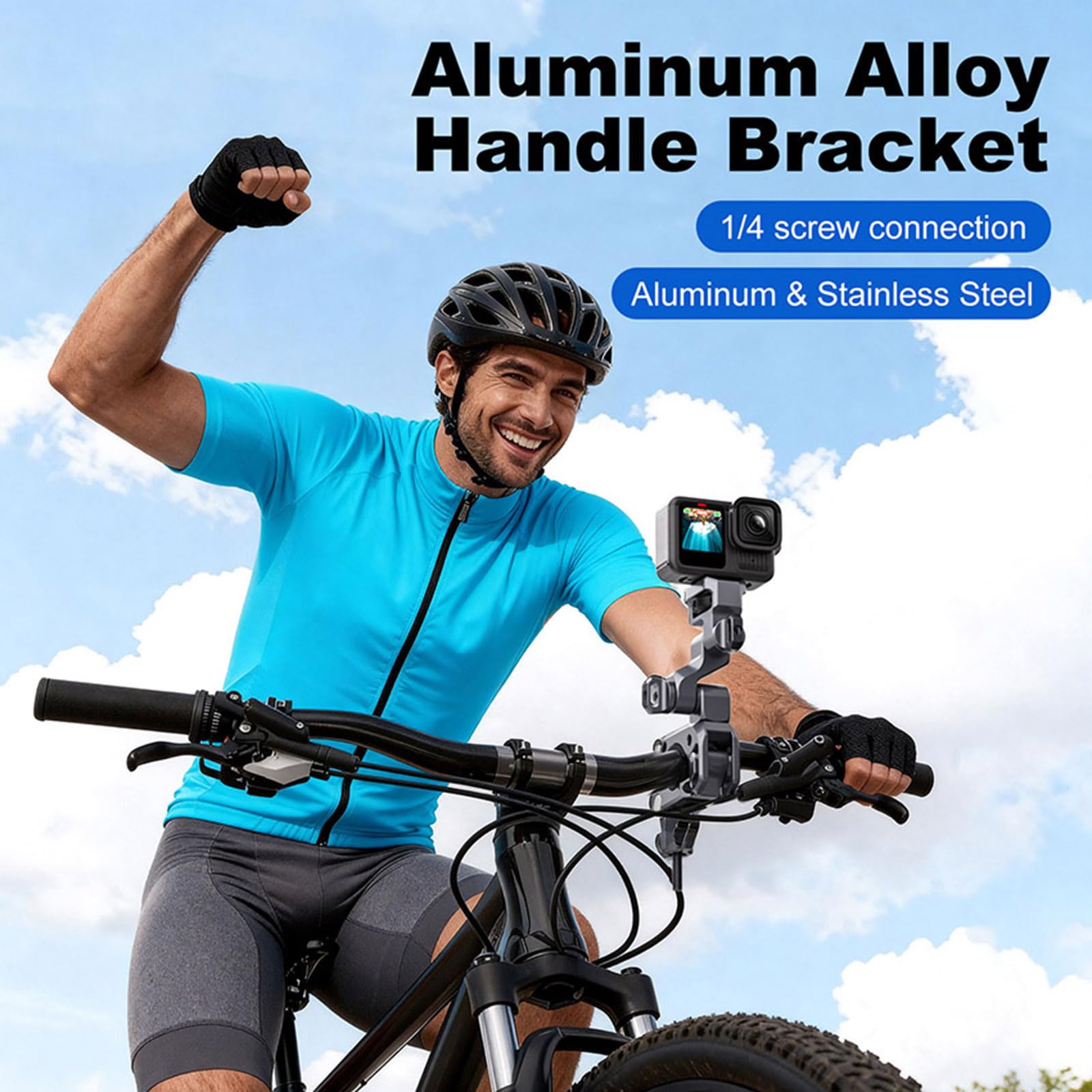 Uchwyt zaciskowy do kamery Motocyklowe uchwyty na kierownicę do aparatów DJI Action/Insta360, adapter do montażu kamery Super Clamp z akcesoriami śrubowymi 1/10.2 cm