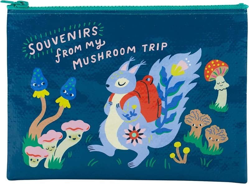Blue Q Necessaire com Zíper Mushroom Trip – Material Reciclado, 20,32 x 24,13 cm