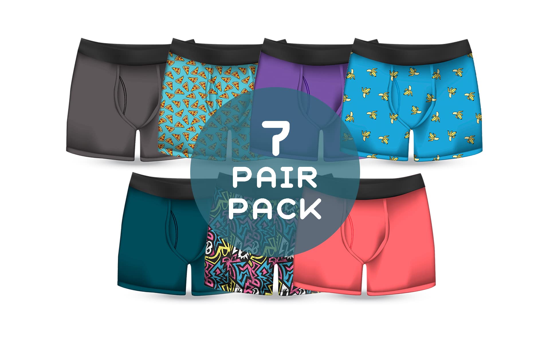 A Weeks Worth Premium Mens Underwear - Moisture Wicking and Breathable Boxers for Men - Mens Boxer Briefs 7 Pack