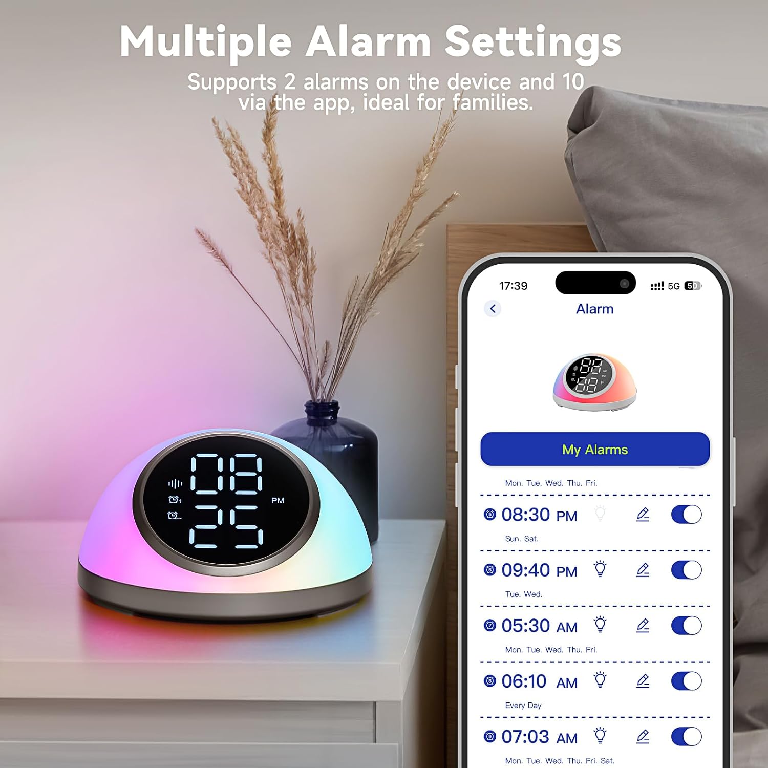 Fansbe Direct A29 Digital Alarm Clock Multiple Alarm Settings