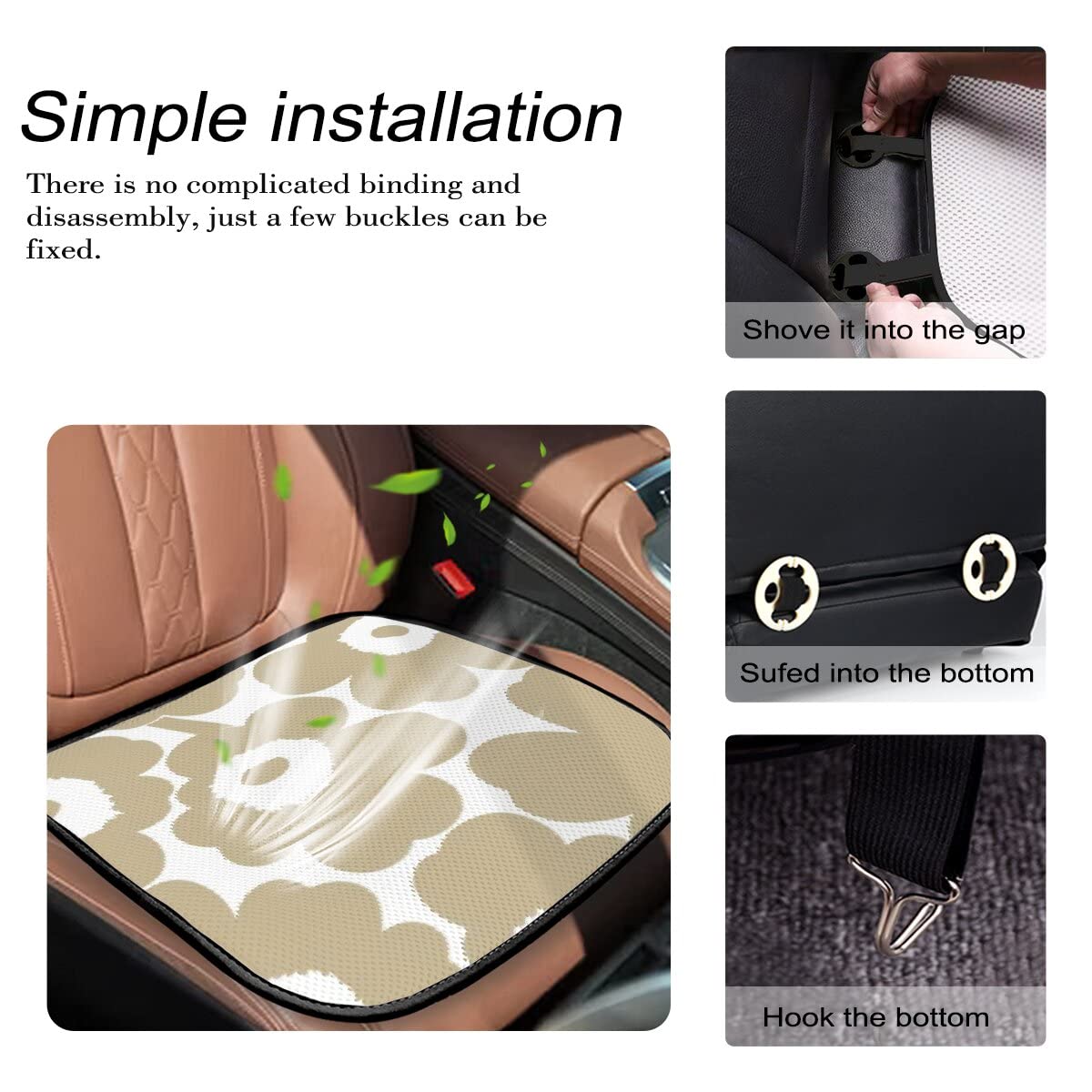 クッション　3点セット Amazon.co.jp: マリメッコ 花柄 車の座布団 シートカバー3枚組セット