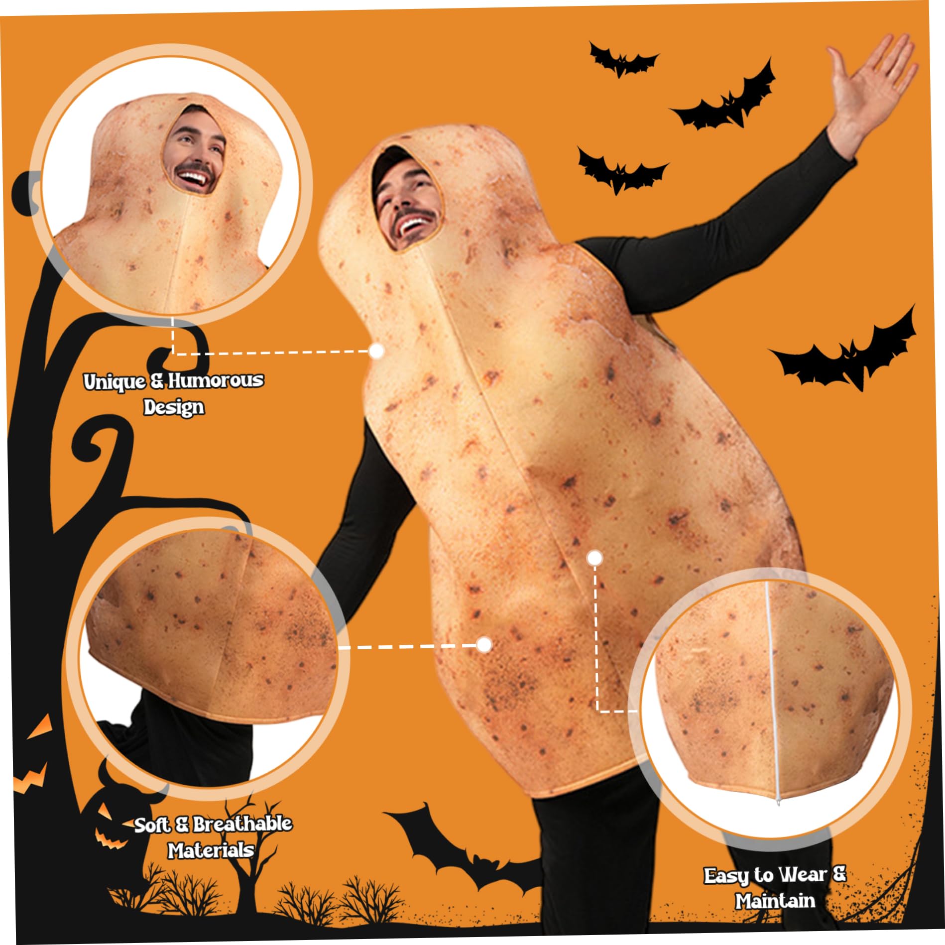 Costume da Patata, Costume da Cibo per Uomini e Donne Adulti di Halloween Gioco di Ruolo da Cibo Divertente per la Festa a Tema Cosplay Halloween Ringraziamento