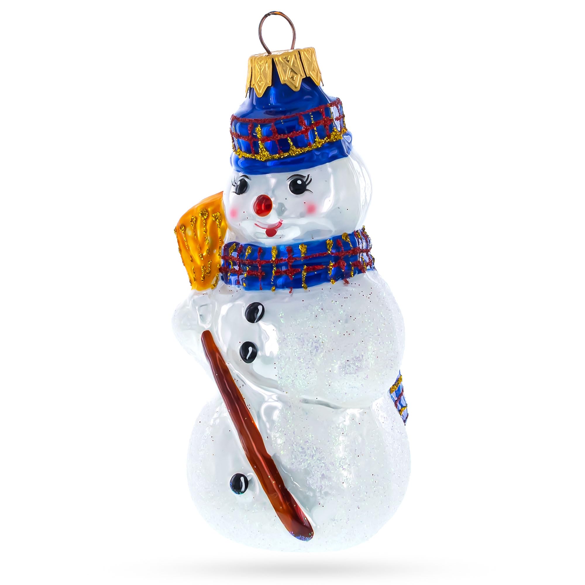 Bonhomme de neige avec balai l'esprit de Noël traditionnel pour votre foyer