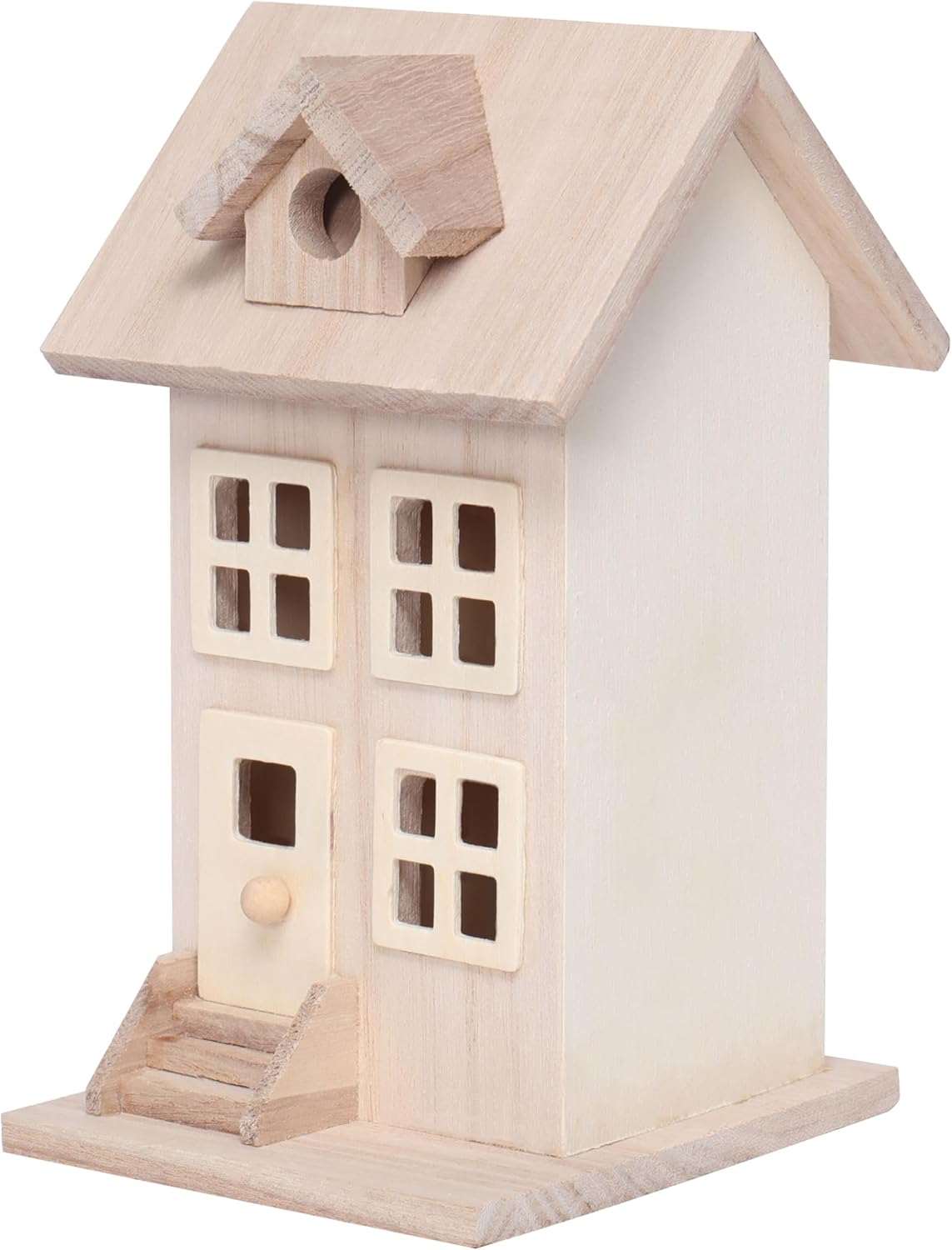 Make Market 7.5" Wooden Townhouse Birdhouse - Unfinished Birdhouse Made of 100% Wood, Outdoor Nesting Boxes - Bulk 8 Pack