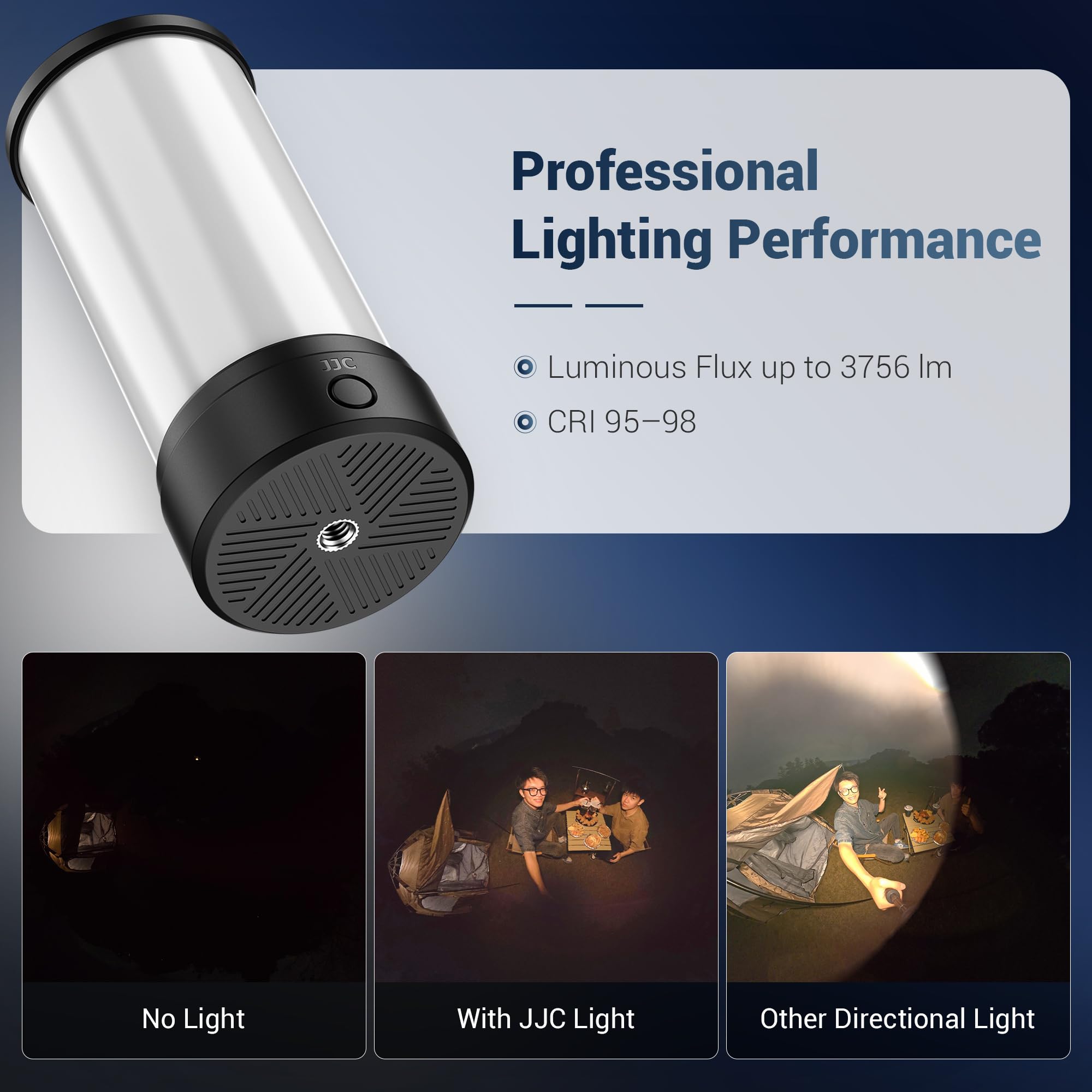 JJC Panoramica LED 360° do GoPro MAX/Pocket 3/Insta360 X5 X4 Air, 5 poziomów jasności i 3 tryby kolorów światła wielokierunkowego, przenośny statyw do ponownego ładowania, montaż światło wideo