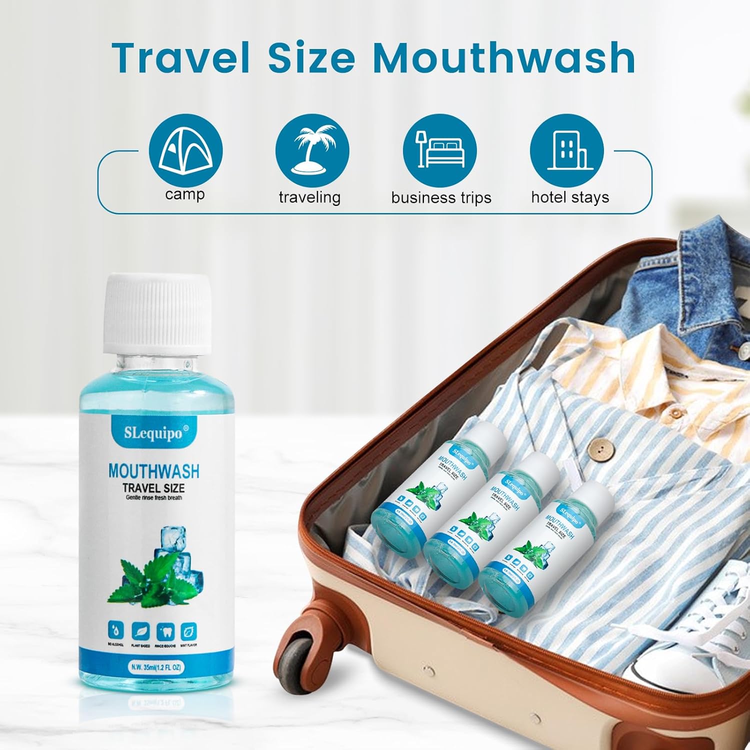50 pcs Travel Size Mouthwash Bulk Mini Mouthwash, Fresh Mint Portable Mouthwash Individual 1.2oz/35ml Mouthwash Bottles for Travel Toiletry Kits - Image 7