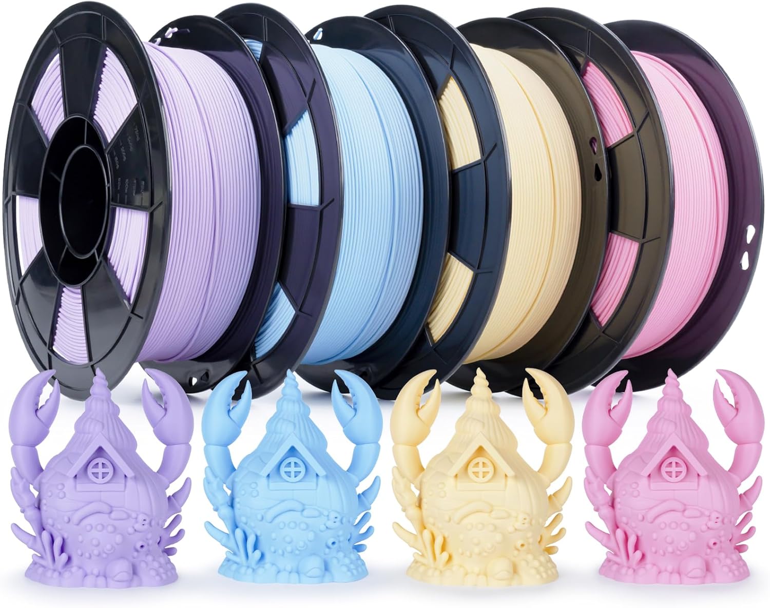ZIRO 3D Printer Filament Bundle, Matte 1.75mm PLA Filament, Pastel Colors PLA Series 4 Pack, 3D Printing Material, Fit Most FDM Printers,1.75mm 2.2lbs x 4 Spool, Purple, Pink, Blue, Skin