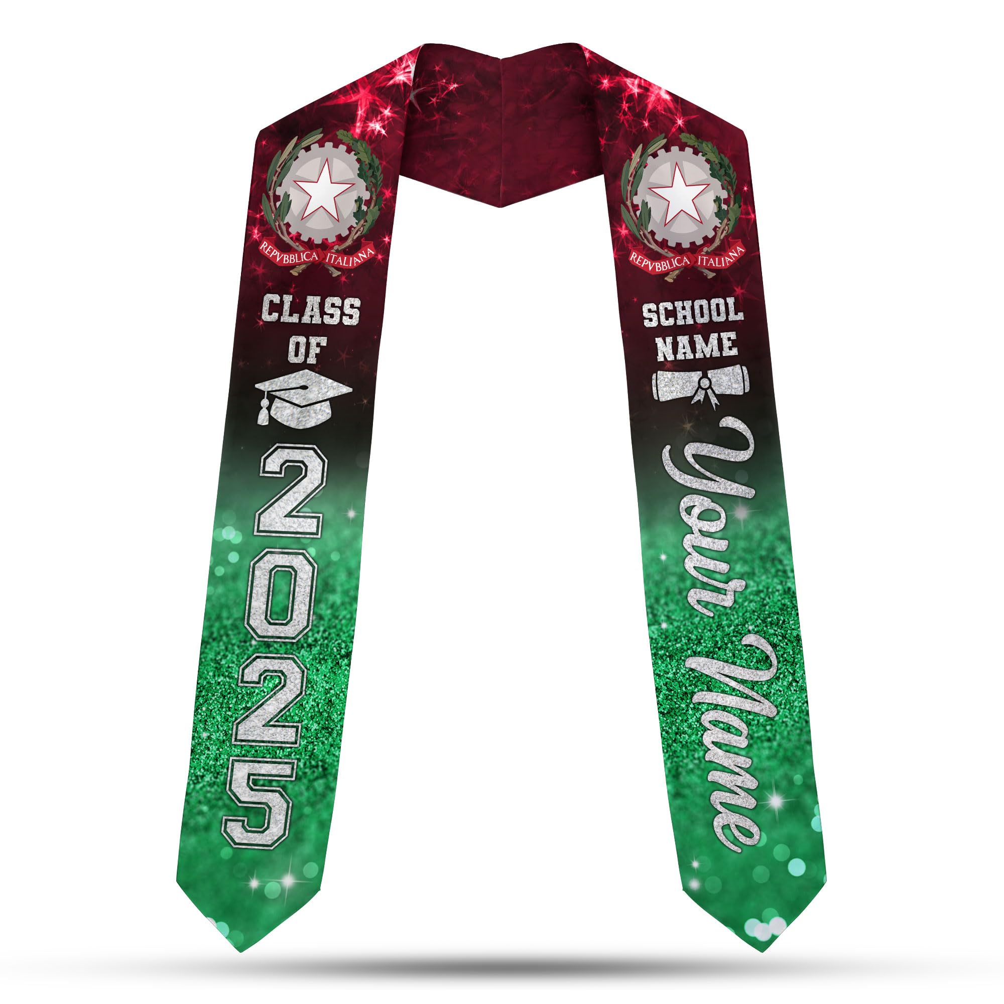 MonkeyVan Custom Italians Flag Graduation Sash 2025, Italian Graduation Sash, Italia Graduation Stole Class of 2025 It9