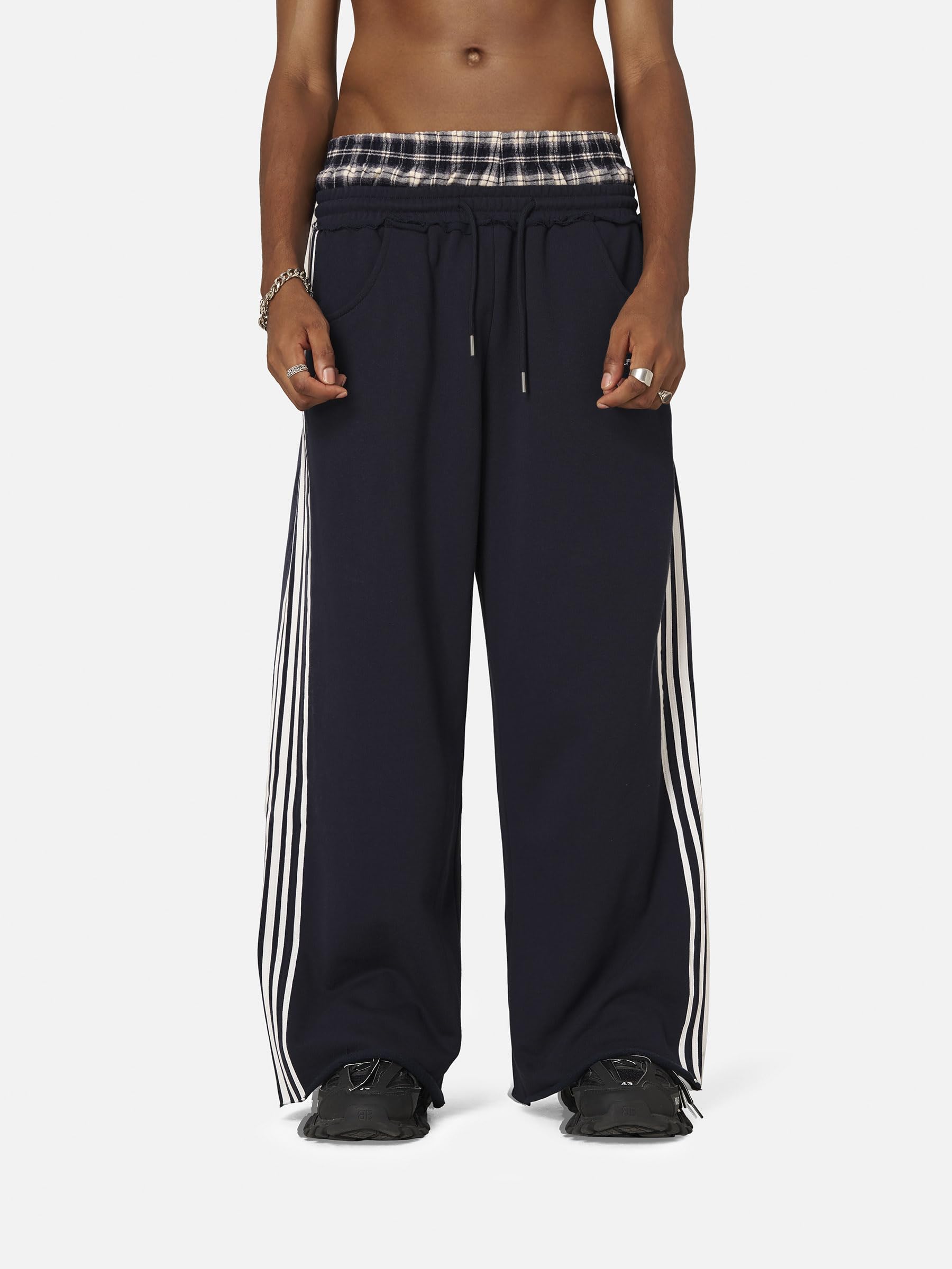 Aelfric Eden Pantaloni da jogging patchwork da uomo plaid patchwork pantaloni casual sportivi streetwear a vita alta comodi pantaloni larghi