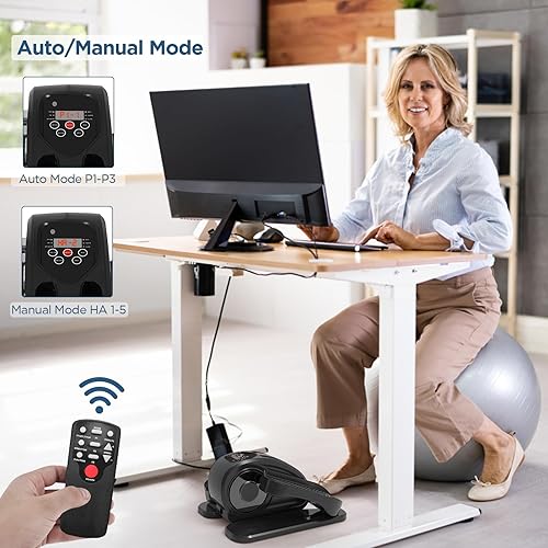 Miniatura 7 de Elíptica debajo del escritorio, ejercitador de pedal eléctrico sentado, silencioso, compacto, mini entrenador elíptico con monitor de pantalla y