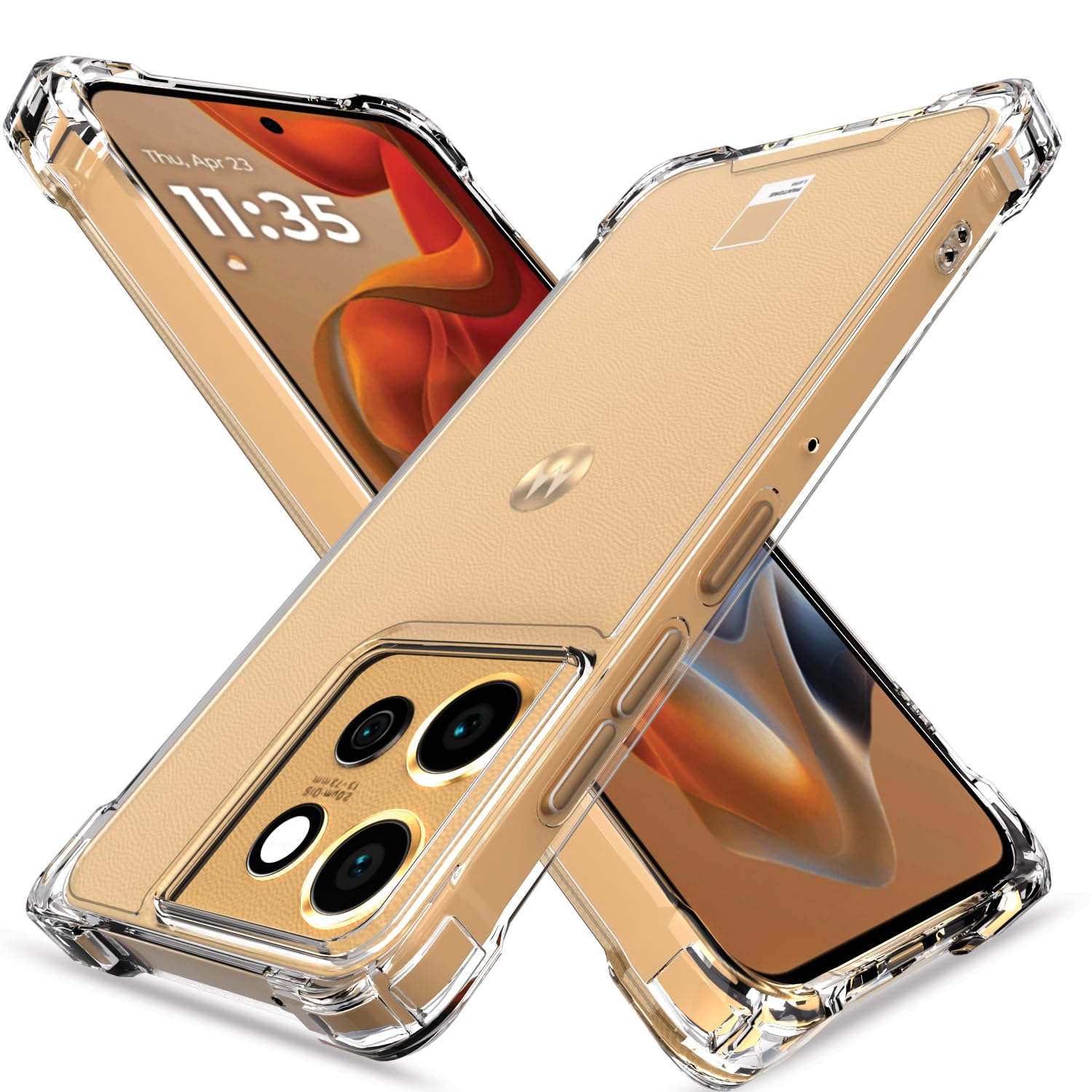 Amazon Basics Back Cover for Motorola Moto Edge 50 Neo 5G PC + TPU Clear Transparent Raised Edges Shockproof Protective Phone Bumper Case(Transparent)