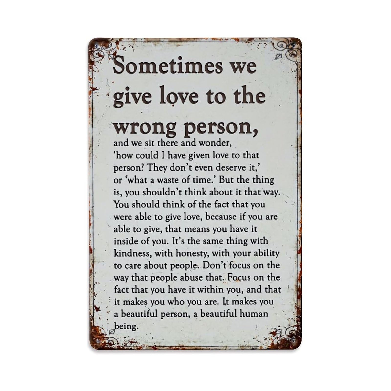Inspirational Quote Text On Metal Sign Retro Metal Tin Sign, Vintage Metal Poster for Bar, Home, Man Cave, Kitchen, Laundry Room Art Decor 8x12 Inch