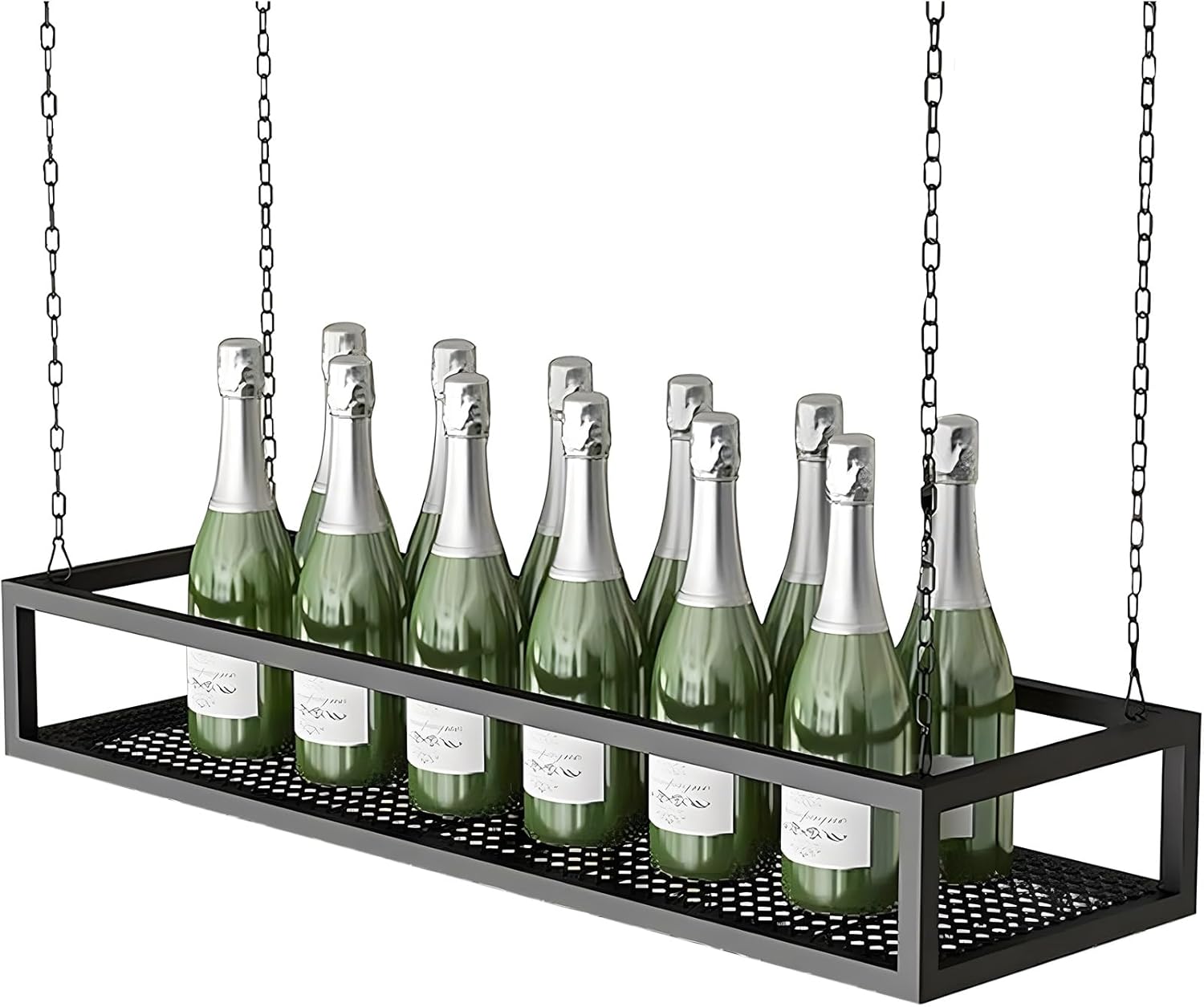 Adjustable Industrial Ceiling Mount Shelf, Metal Hanging Wine Rack, Floating Plant Stand, Decorative Wall Storage Shelves, 60x25x15cm, Perfect for Home & Office Decor