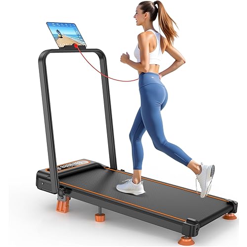 Walking Pad Treadmill with Incline & Handle Bar, 2.5HP Portable Treadmill for Home Small, Under Desk Compact Walking Pad 300+lb Capacity, Shock Absorption, 0.6-6mph, Smart App, RGB Light