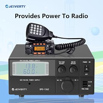 Universal Compact Bench Power Supply- 60 Amp Regulated Home Lab Benchtop AC-to-DC Converter 13.8Volt/9-15Volt, Cooling Fan, Screw Type Terminals - Jesverty SPS-1362