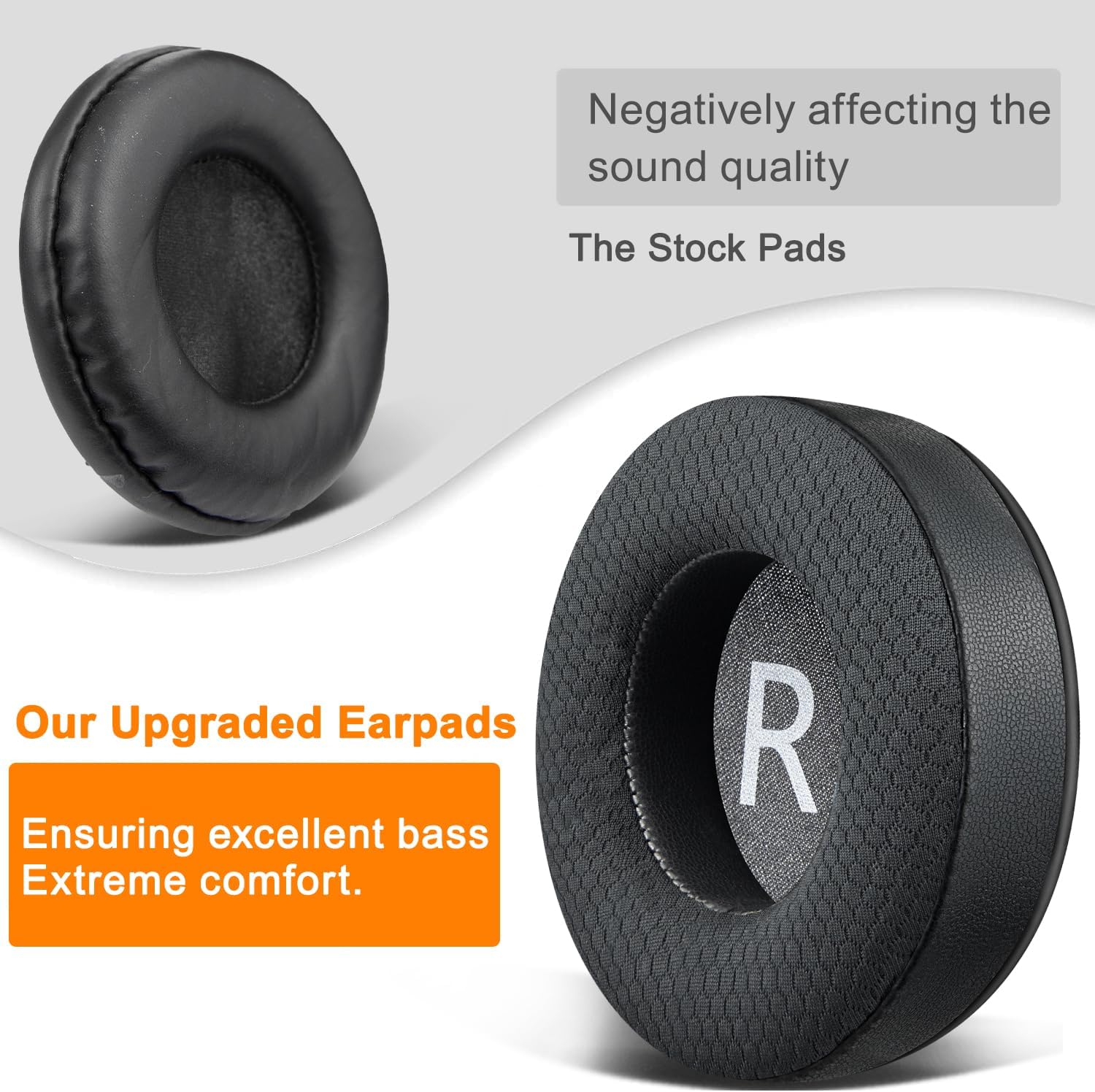 SOULWIT 90mm Mesh Fabric Earpads Replacement for Pioneer HDJ1000/HDJ1500/HDJ2000 Headphones, Ear Pads Cushions with Noise Isolation Foam - MF Black