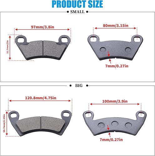 Miniatura 2 de JINGKE Pastillas de Freno Delantero y Trasero para Polaris Ranger 700800900 y RZR 900800