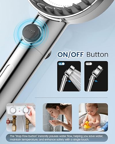 Miniatura 4 de Cabezal de ducha filtrado con mano, cabezal de ducha de 4 modos de pulverización de alta presión con filtros para suavizador de agua dura, filtro de