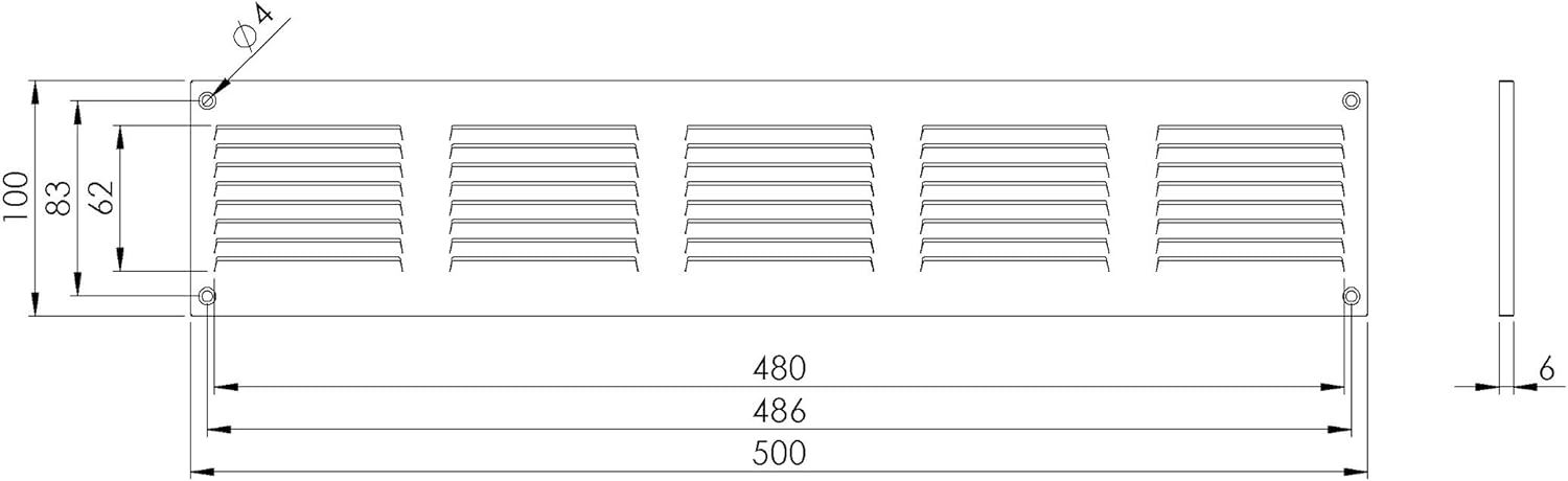 LIRAST 500x100mm / 20x4 inch White Metal Ventilation Grille Air Vent Cover with Insect Mesh, 500x100mm / 20x4'' - Image 3