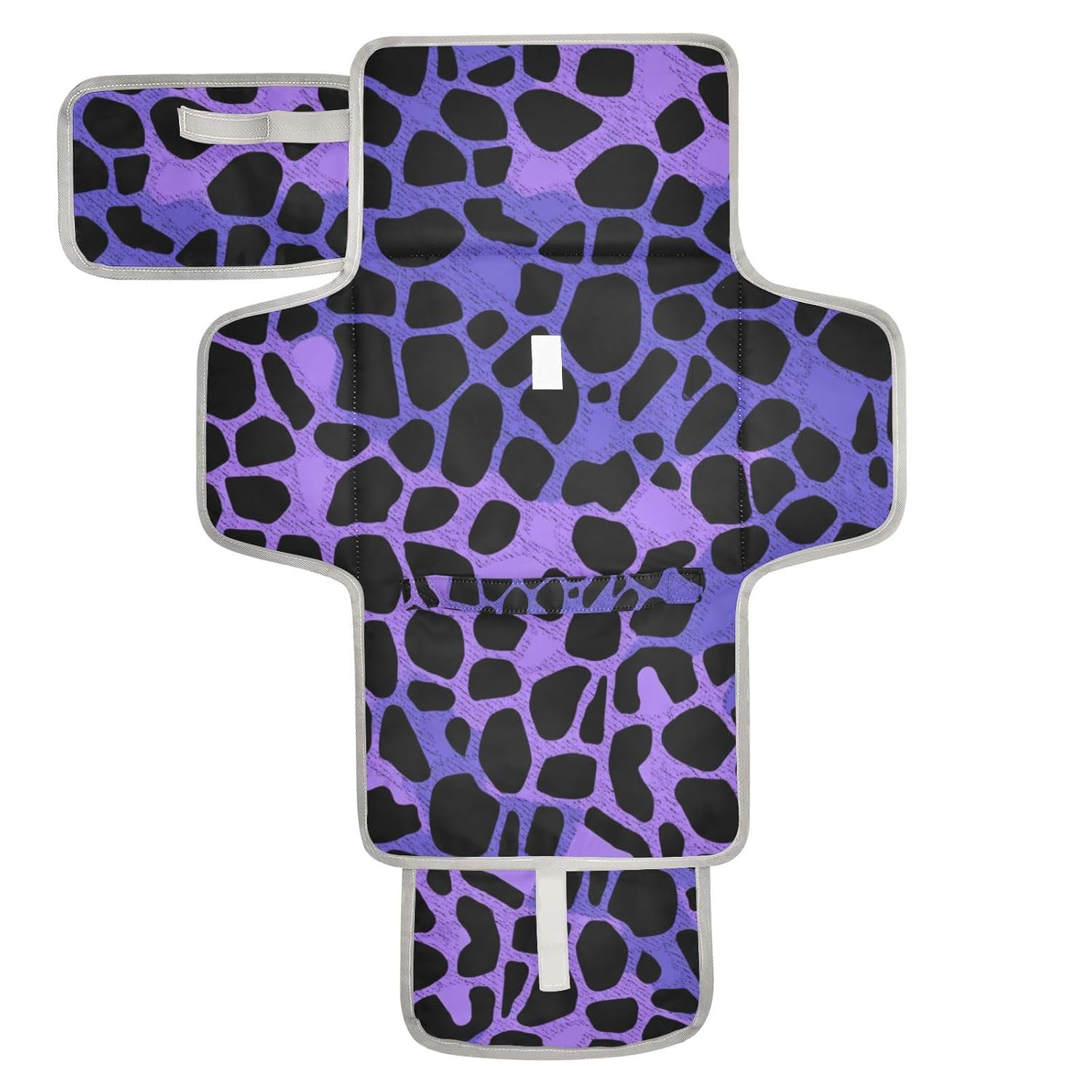 Animal Hippo Fur Print Purple Black Reusable Changing Pads for Baby with Tissue Pocket Portable Baby Changing pad for Moms, Dads cambiador de pa?ales para Bebes