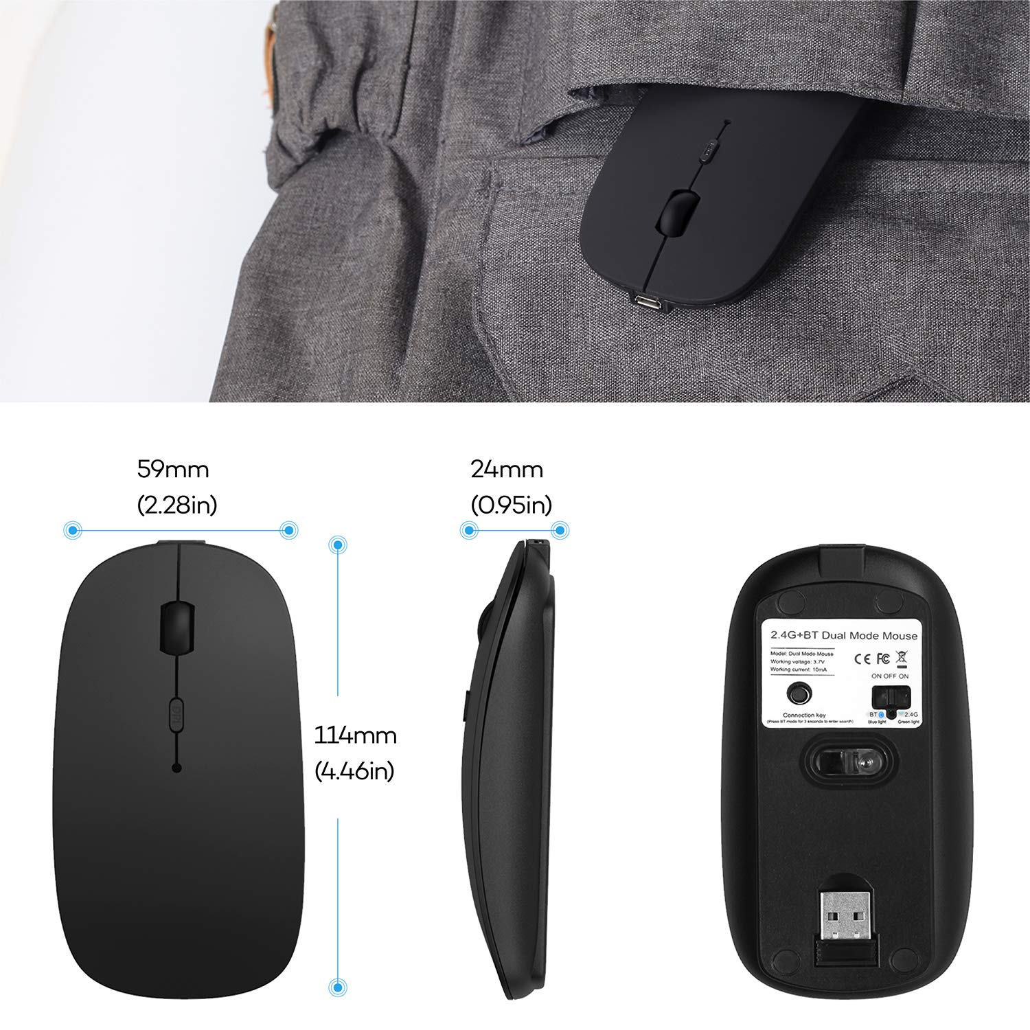 Mouse Bluetooth Silenzioso 2.4G - 7 Colori LED Con DPI Regolabile Per PC, Mac E IPad - Foto 11