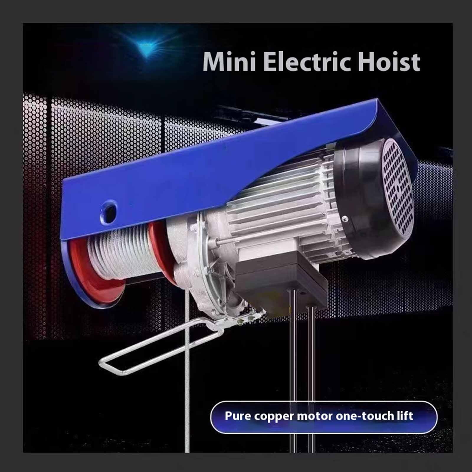 Verricello elettrico in filo di acciaio da 399,2 kg, micro strumenti di sollevamento portatili da 220 V con doppia puleggia di sollevamento Potente e durevole Adatto per il sollevamento in fabbriche