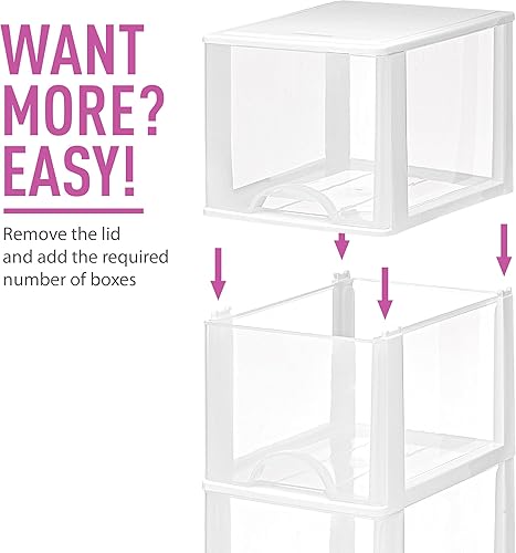 Miniatura 6 de Organizador de almacenamiento de plástico pequeño con 2 cajones, delgado, estrecho, blancotransparente para cajones de manualidades (13 pulgadas de