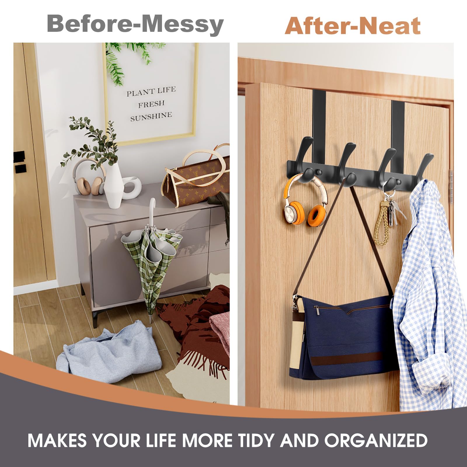 Set 4 Ganci Sopra Porta Bianchi - Ganci Metallo Per Appendere Vestiti, Asciugamani, Borse - Foto 8