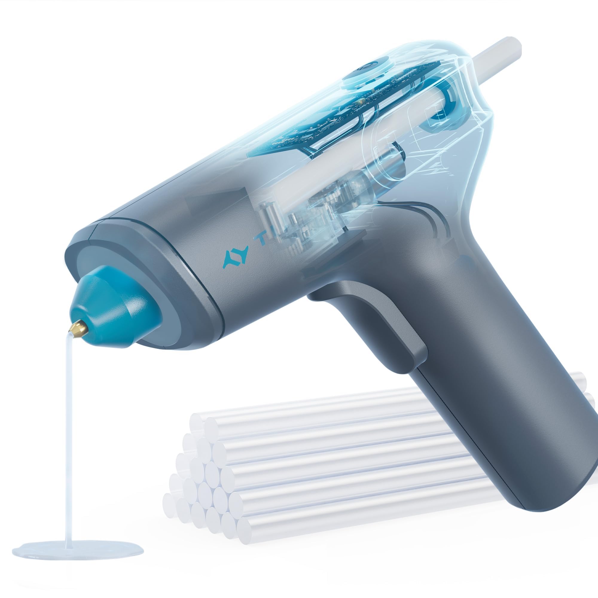 Tilswall Pistola de Silicona Caliente Inalámbrica W102, Motorizada y Antigoteo, con 20 Barras 7mm x 140mm, Recargable USB-C para Manualidades y Proyectos Escolares
