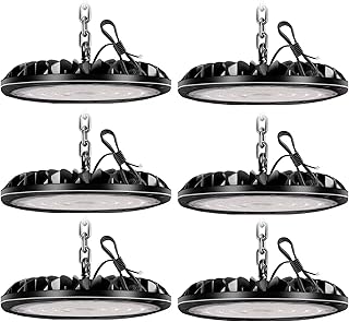 loyal 6er 300W LED Hallenstrahler, 30000LM UFO LED Werkstattlampe 6000K Kaltweiß, IP65 Wasserdicht LED Hallenbeleuchtung, 120° Abstrahlwinkel LED High Bay Licht für Industrie Werkstatt