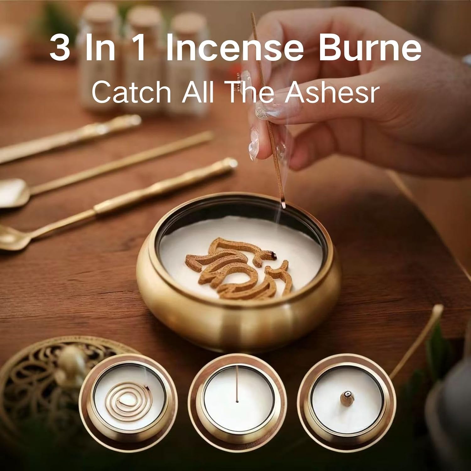 Chinese Incense Burner Kit with Incense Powder & Charcoal - All-in-One Agarwood & Sandalwood Set for Meditation, Yoga, Home Use | Premium Traditional Making Kit, Powder Burner Set