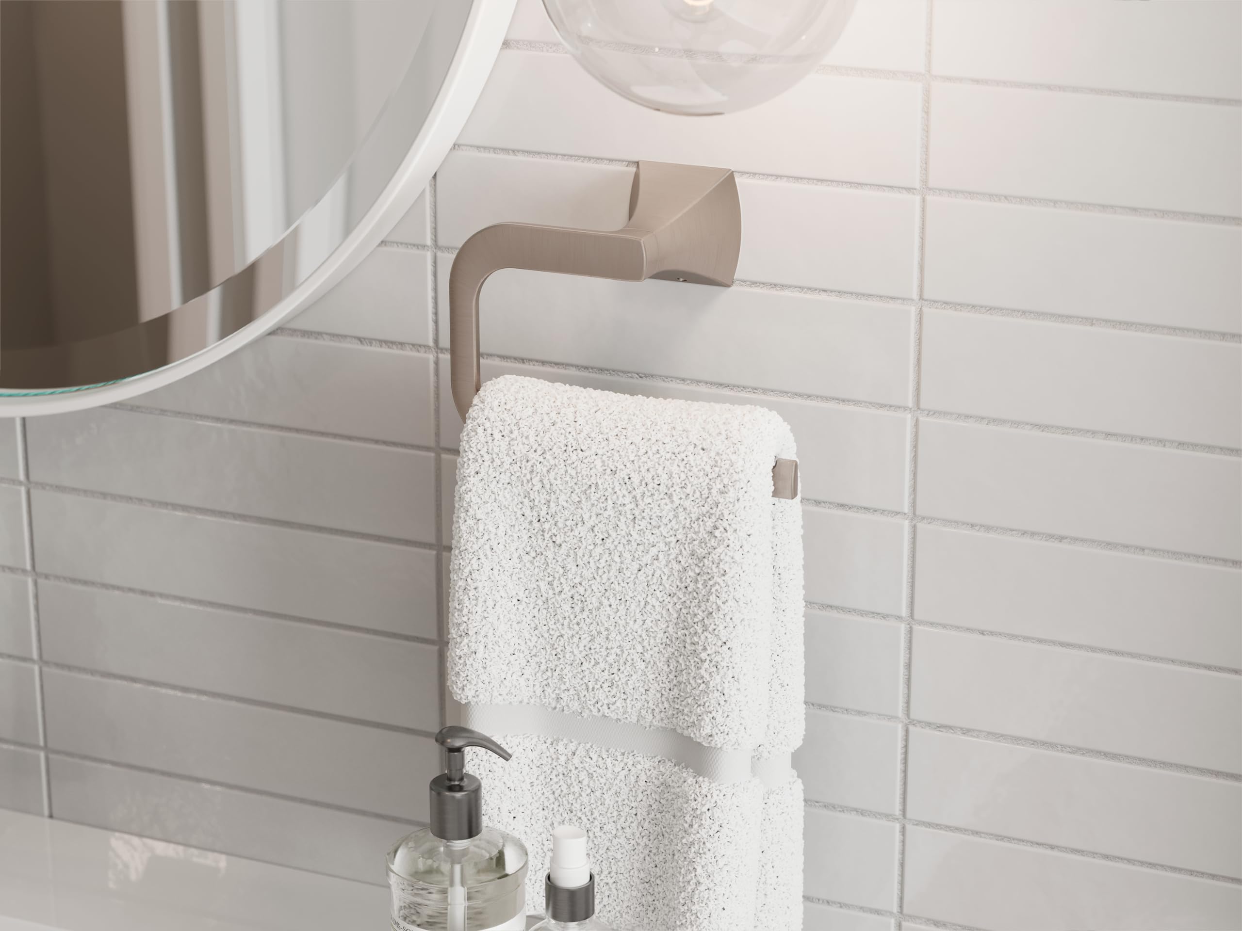 Pfister Bruxie BTBBIE3GS - Juego de accesorios de baño de 3 piezas con toallero, anillo de toalla y soporte para papel higiénico, montaje en pared, acabado de níquel cepillado de defensa contra puntos