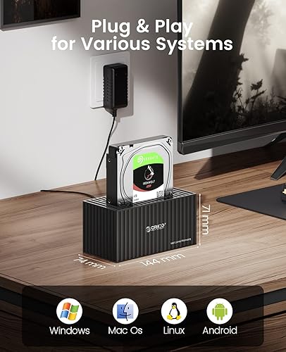 Miniatura 7 de ORICO Estación de acoplamiento de disco duro de 3.5 pulgadas USB 3.0Tipo-C 2IN1 Cable a SATA Carcasa de disco duro externo de aluminio para 2.53.5