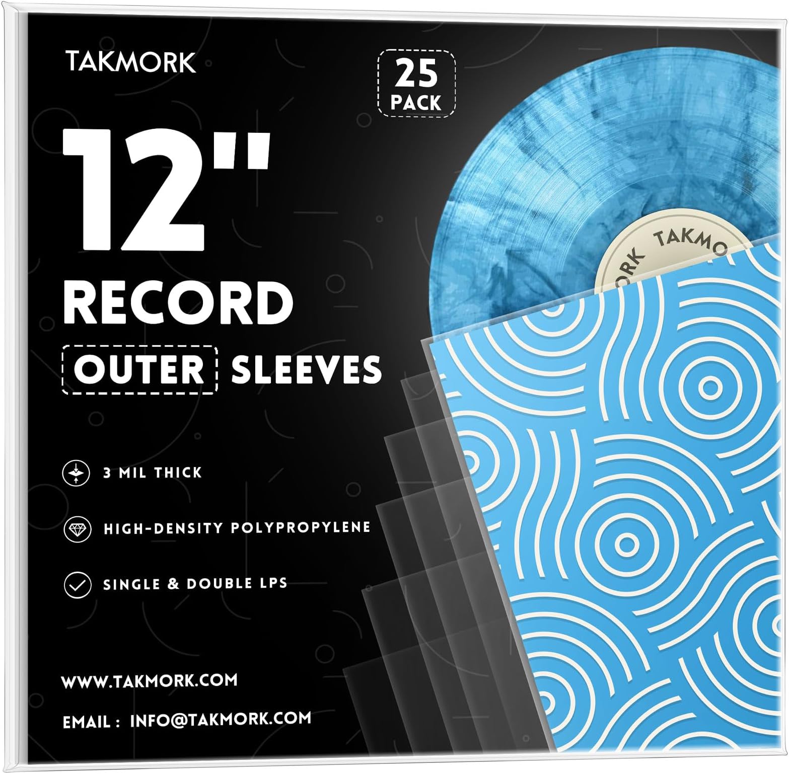 Vinyl Album Covers: 12" LP Vinyl Record Protective Sleeves | Crystal Clear & Durable 3 Mil Thick Record Outer Sleeves, 25 Pcs