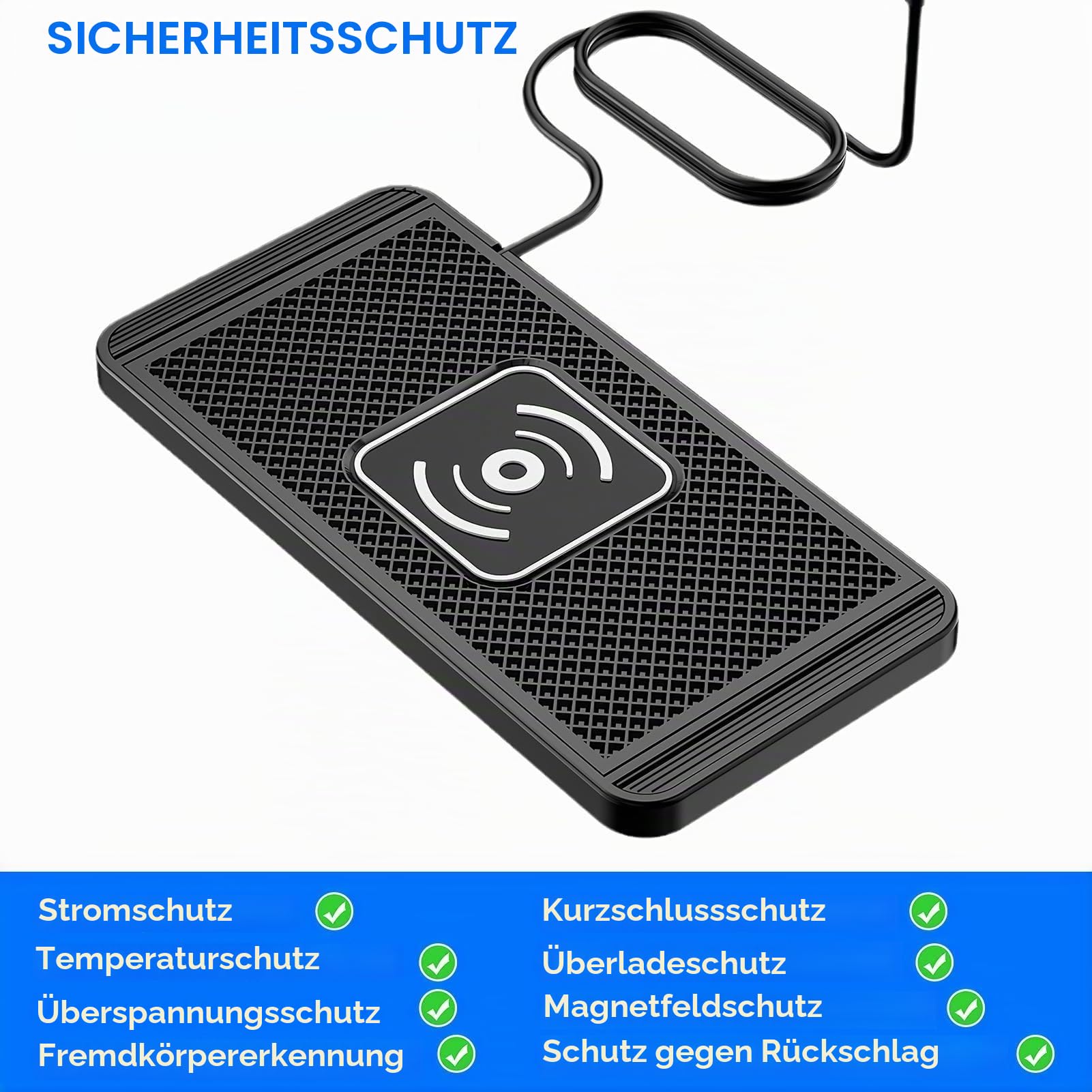 15W Inductive Car Charging Station with 40W Cars Charger Non-Slip Wireless Car Charging Pad Universal Carr Charger für iPhone 17 16 15 14 13 12 SamsungS23 S22 Headphones and Devices (1m Cable)