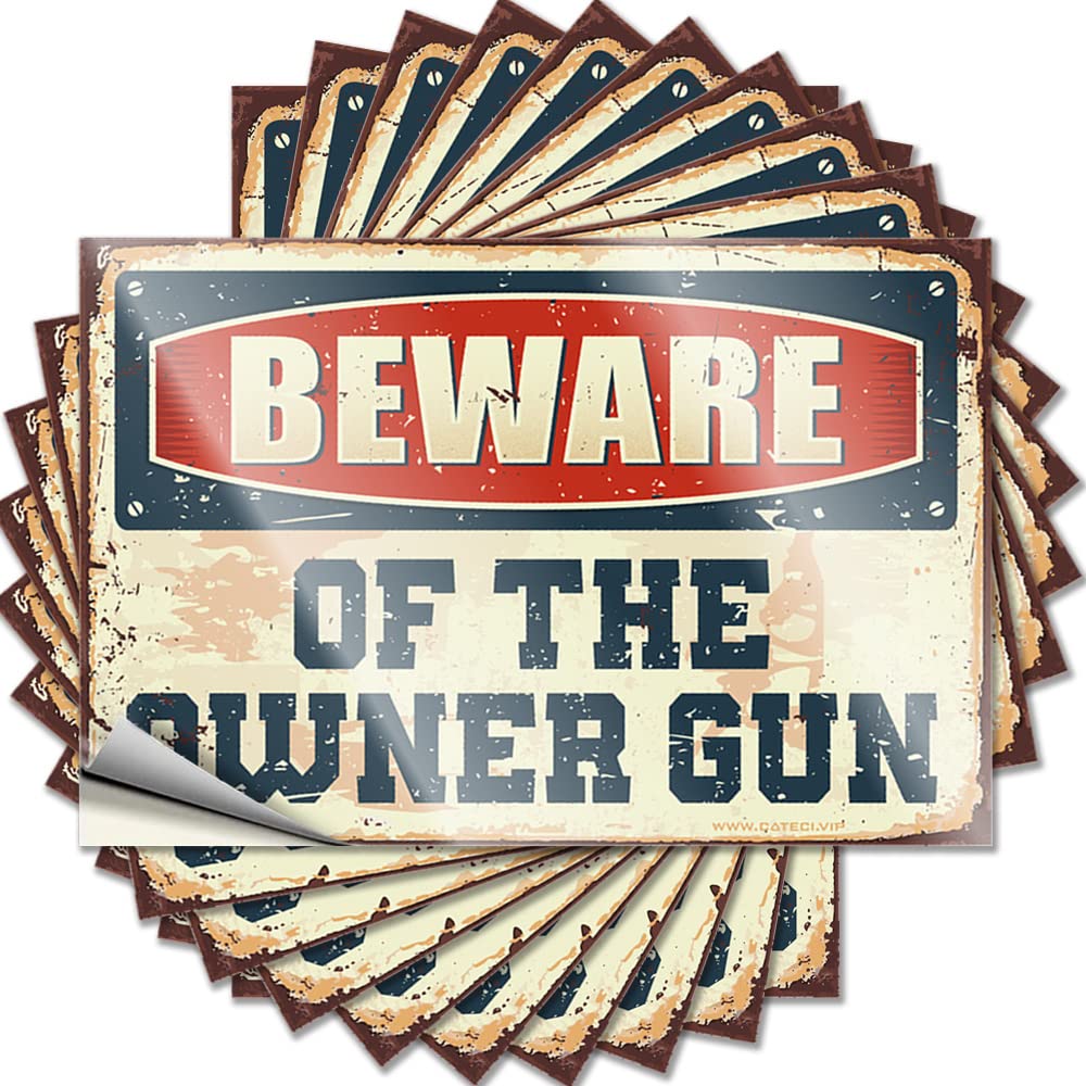Fzfn Colour Plain, Decals Silicone Bumper Beware Of The Owner Gun | Fall Waterproof Vinyl Stickers(8X12cm)