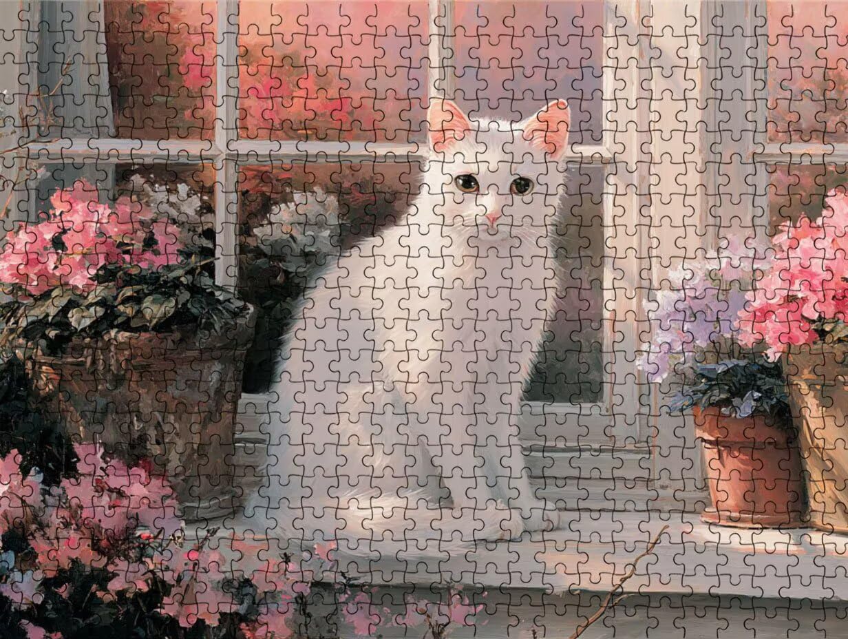Puzzle de 3000 para Adultos, Gato Blanco De Flores, Clásicos YHPGL7-359