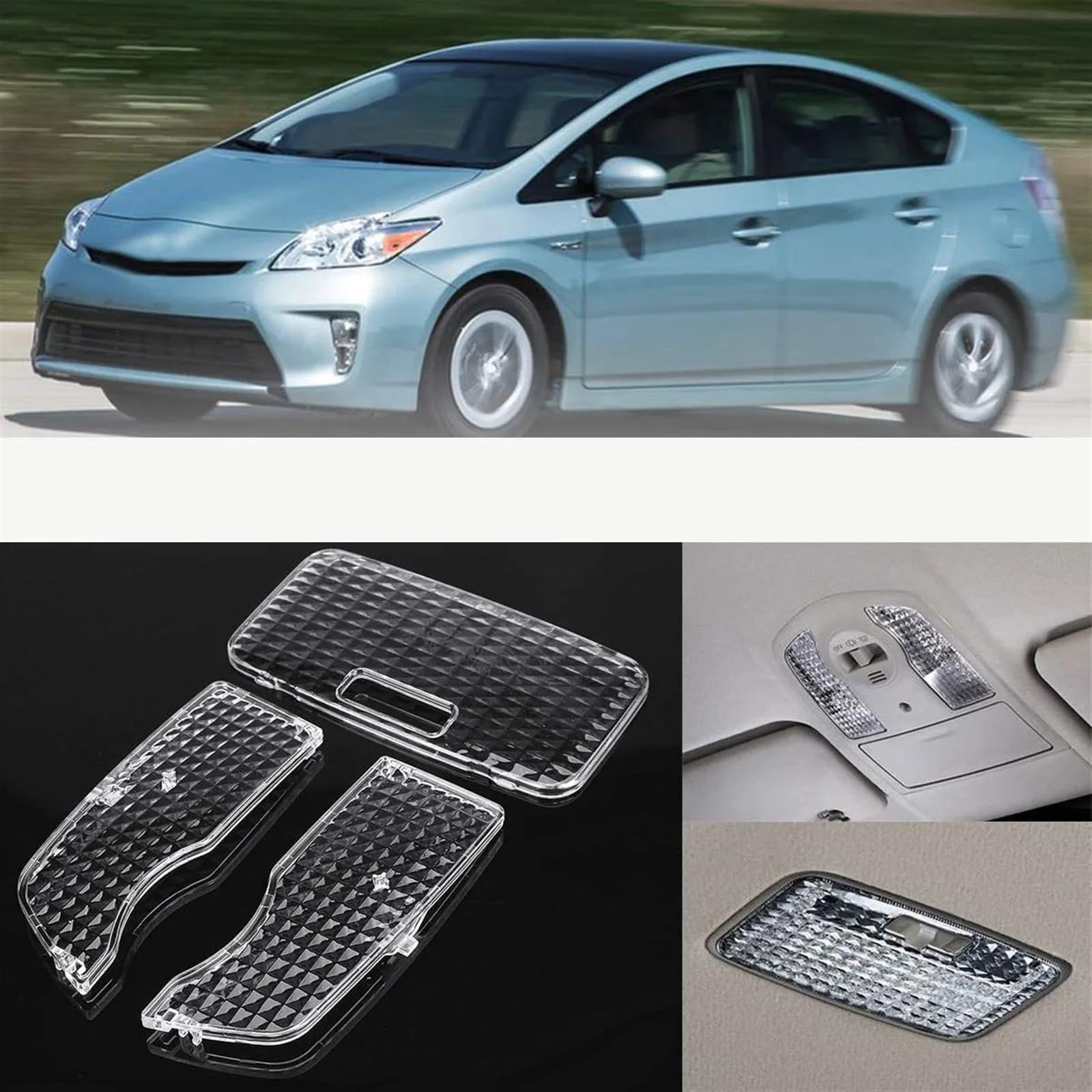 Cubierta de luz de lectura for luz de techo de mapa Interior transparente, for Prius 2010-2015, 3 uds. Luz de lectura superior del coche